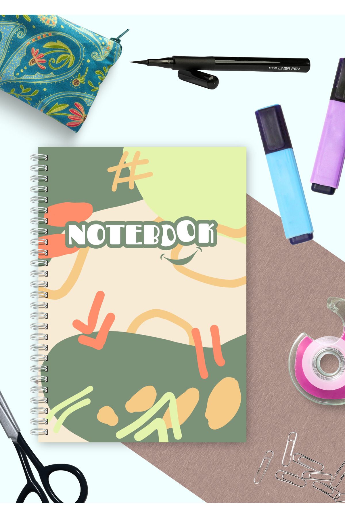 MEDUSAART Not Defteri, Defter, Okul Defteri, Sert Kapak, A5 Spiralli, 100 Sayfa