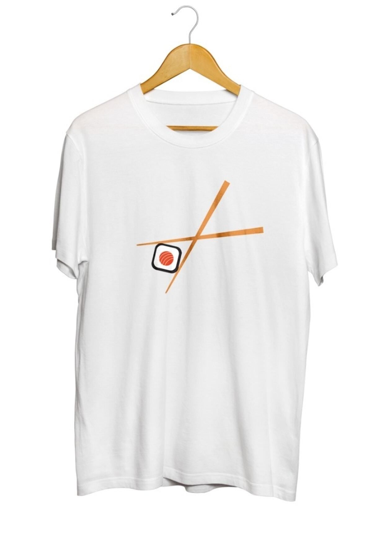 Miba Store Sushi Chopstick Baskılı Unisex Tişört