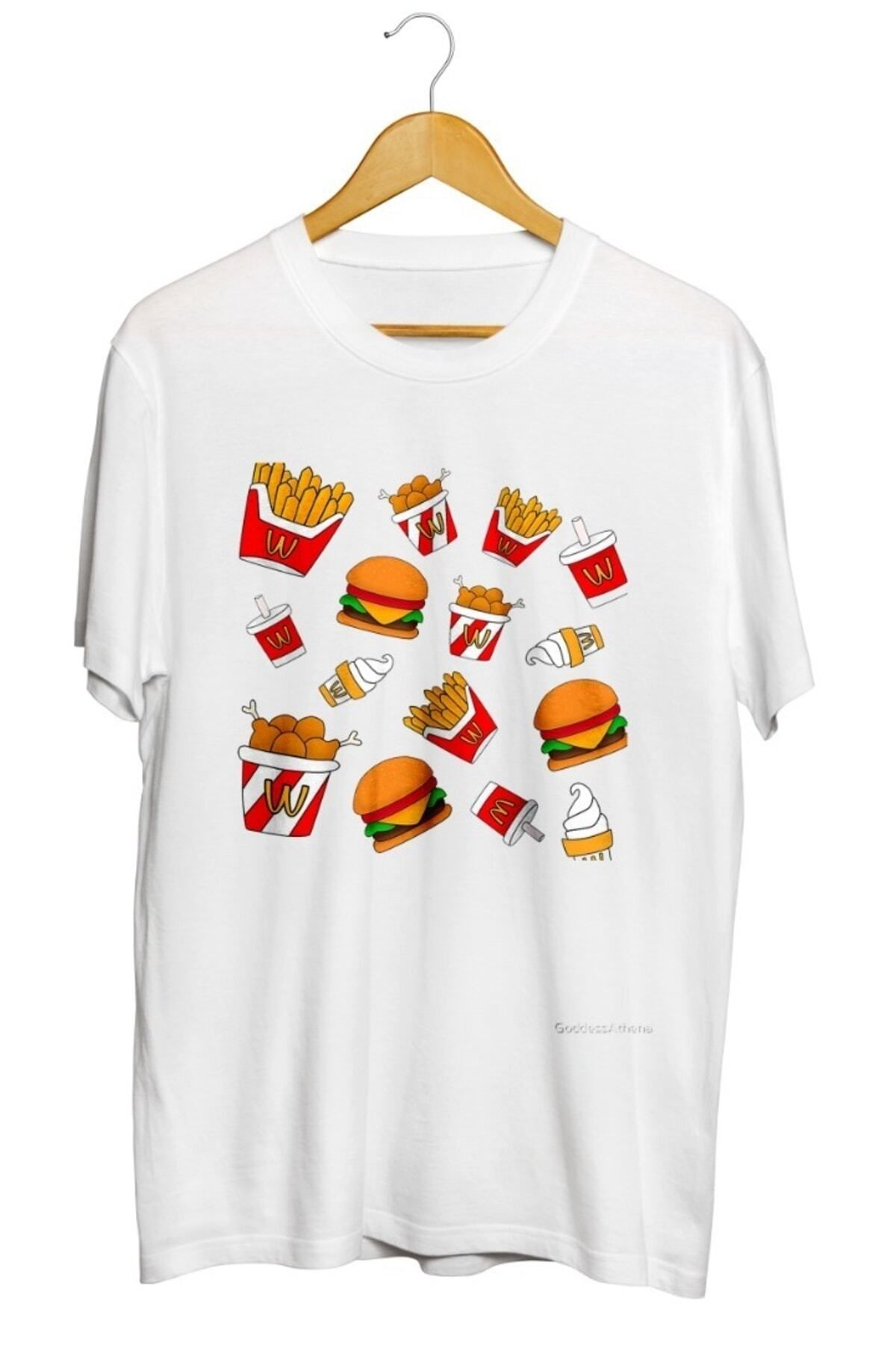 Miba Store Hamburger Patates Baskılı Unisex Tişört