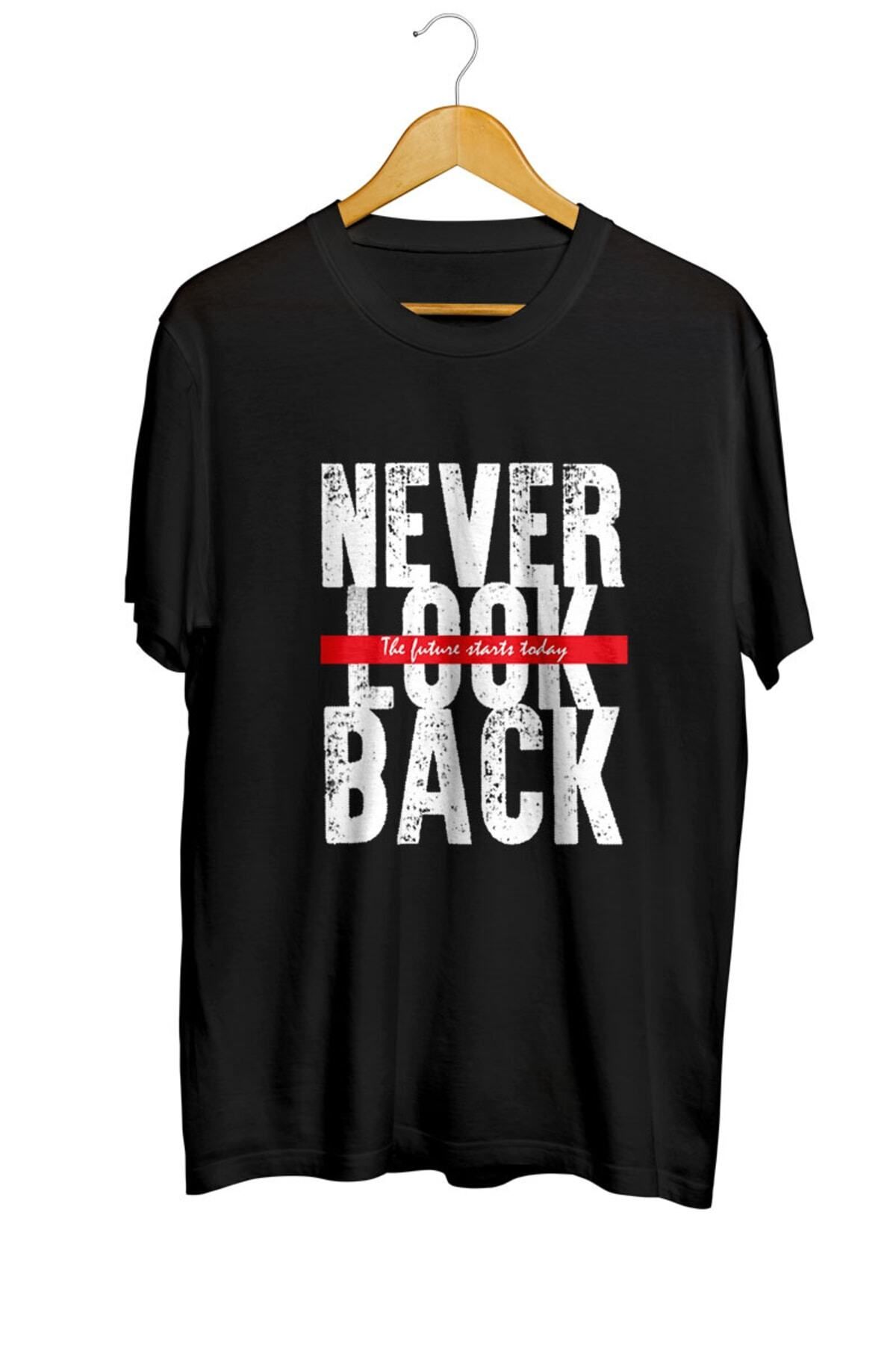 Miba Store Never Look Back Typography Unisex Tişört
