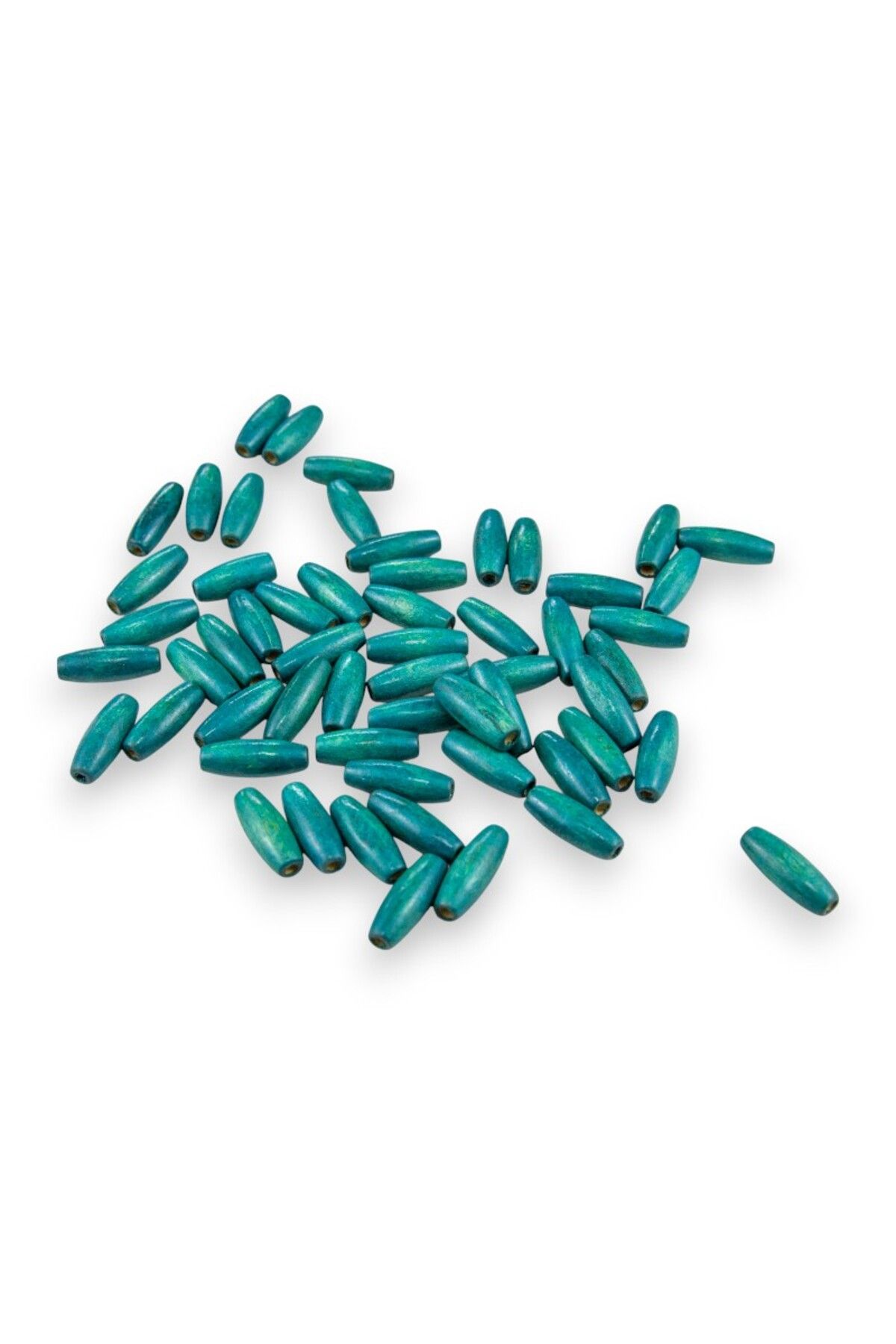 Serhat Aksesuar ve El İşçilik 12 Mm Arpa Petrol Mavisi (22X6 MM) Ahşap Boncuk 35 gr (100 ADET)