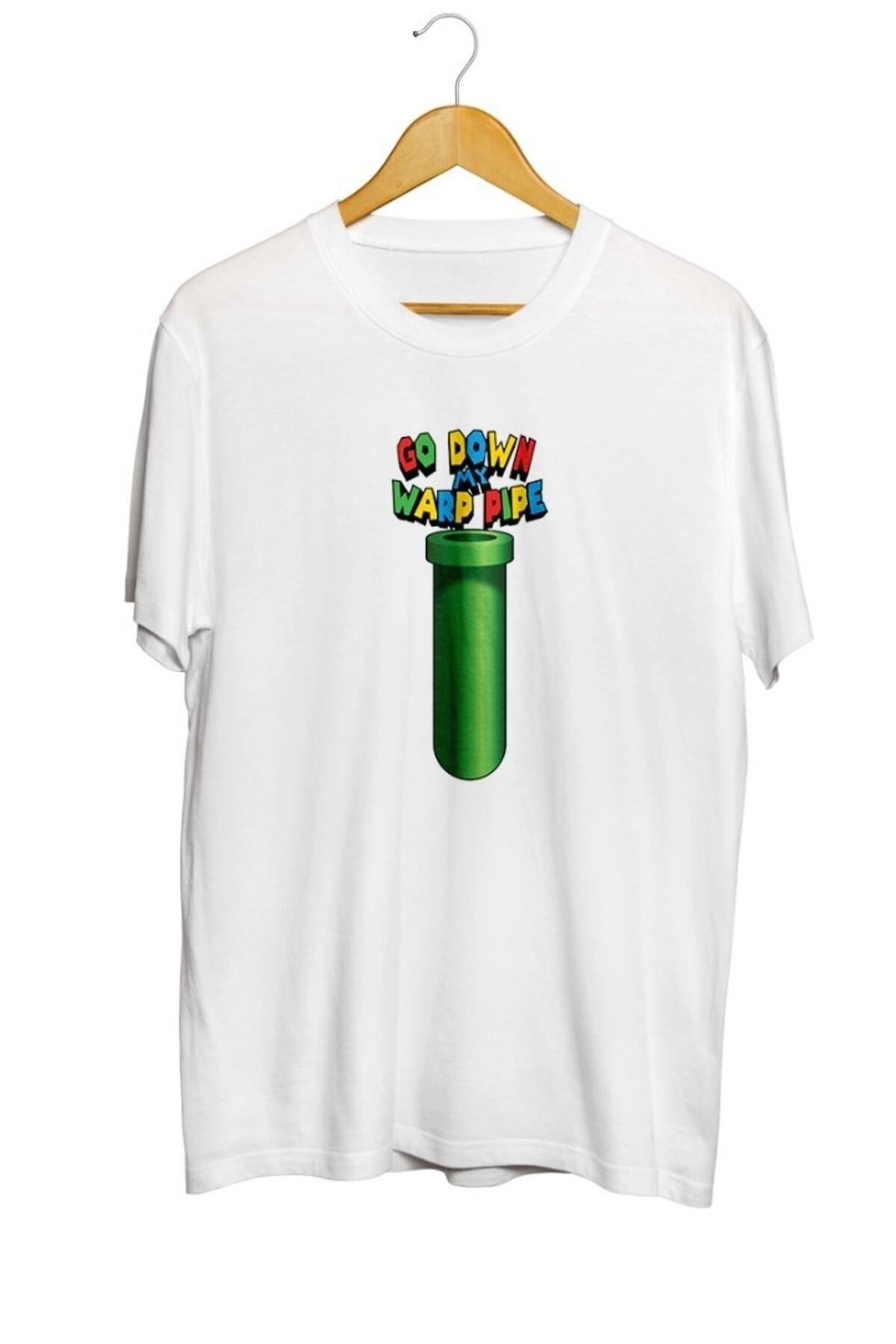 Miba Store Mario Go Down My Warp Pipe Nostalji Baskılı Unisex Tişört