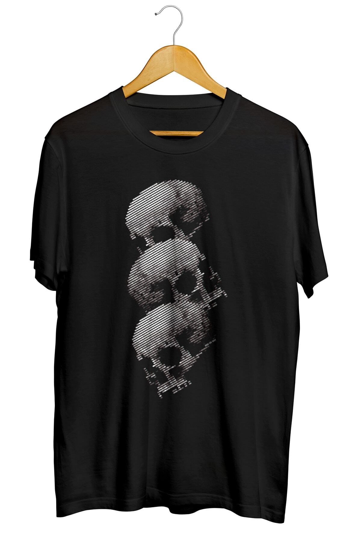 Miba Store Glitch Skulls Baskılı Unisex Tişört