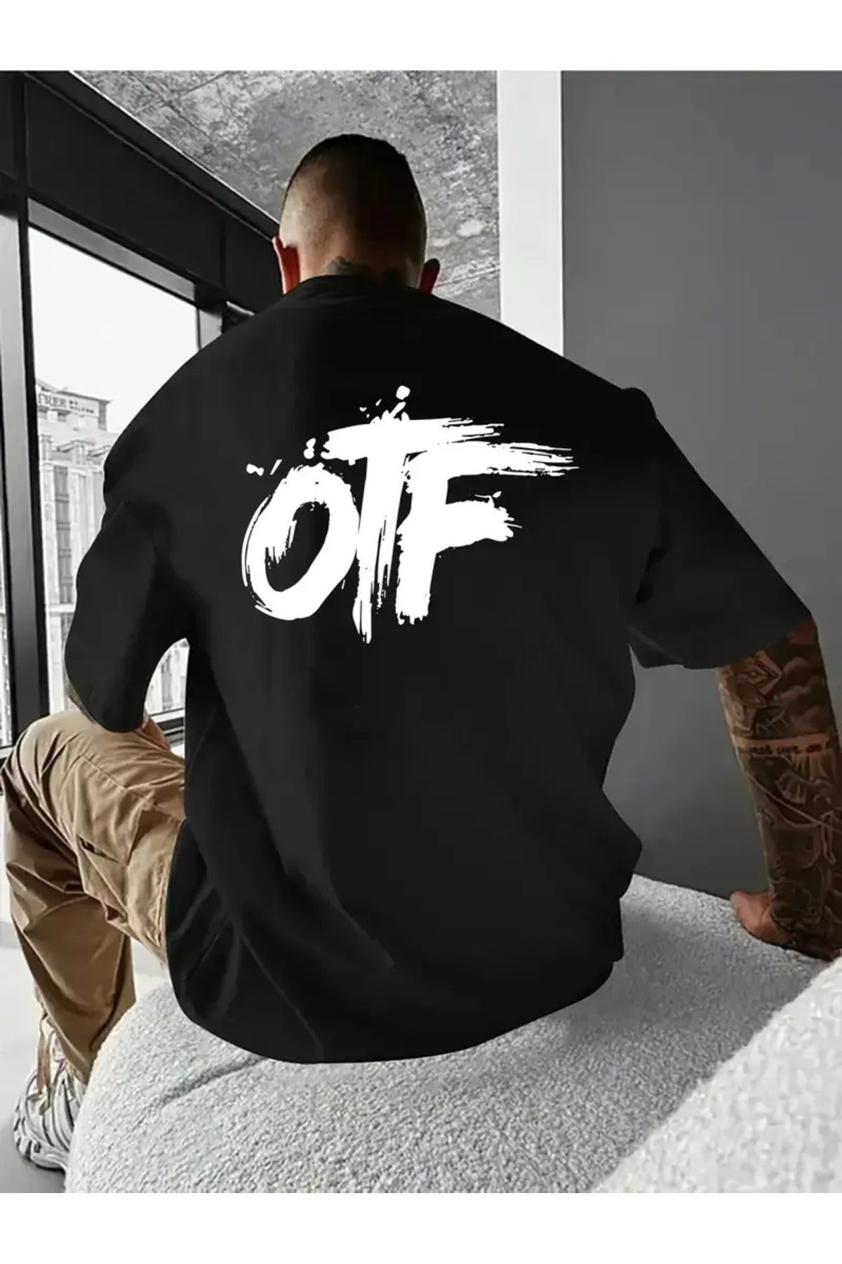 Hunors Sportswear & Company Unisex Kadın/Erkek Oversize Baskılı Pamuklu Bisiklet Yaka Kısa Kollu SİYAH T-shirt