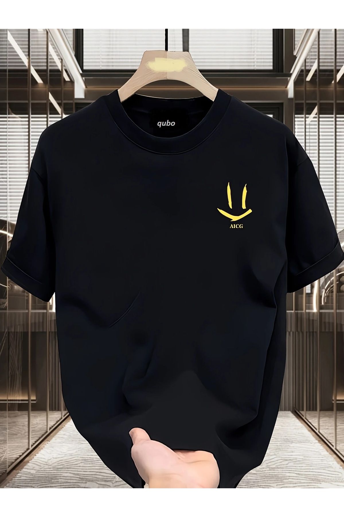 Hunors Sportswear & Company Unisex Kadın/Erkek Oversize Baskılı Pamuklu Bisiklet Yaka Kısa Kollu SİYAH T-shirt