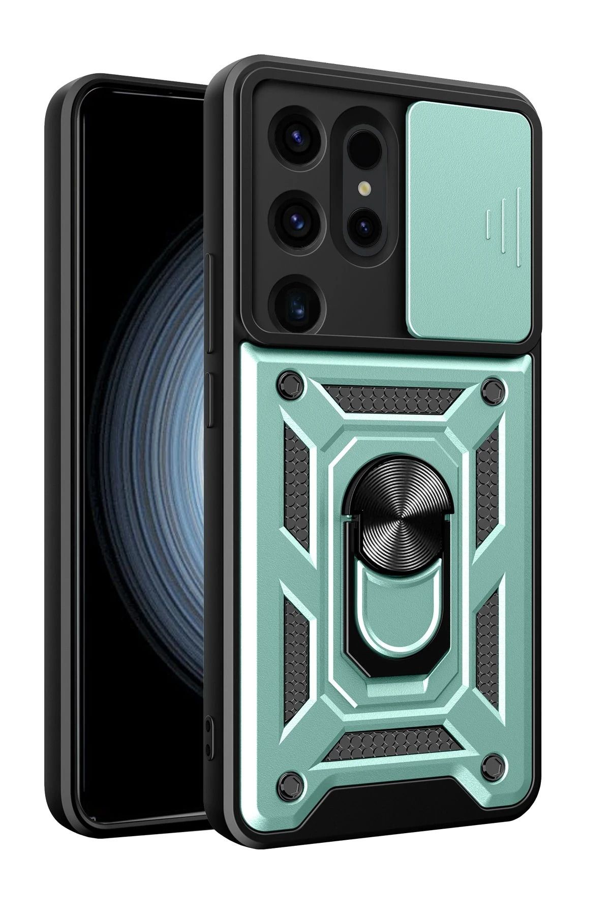NANOSPACE Samsung Galaxy S24 Ultra İle Uyumlu Kılıf Pars Lens Yüzüklü Silikon