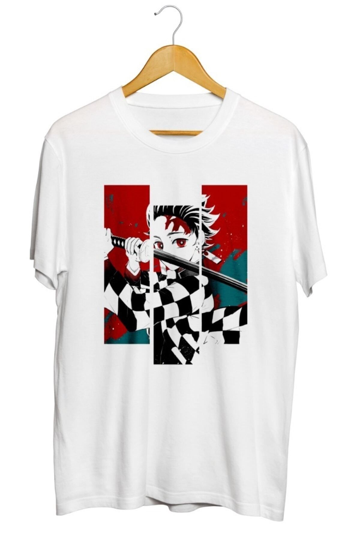 Miba Store Vintage Demon Slayer Dark Fantasy Anime Character Tanjiro Kamado Baskılı Unisex Tişört