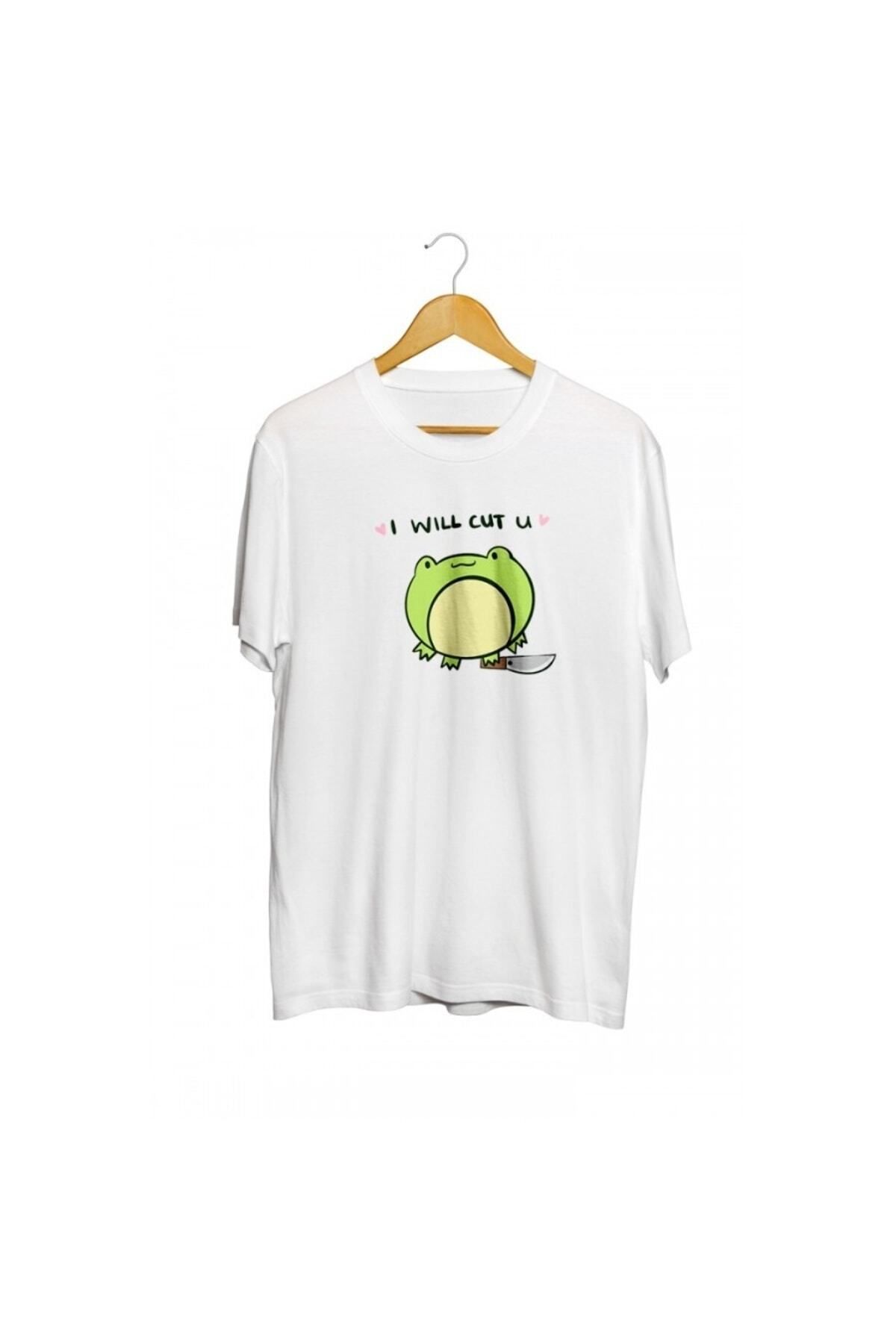 Miba Store Tehditkar Kurbağa Baskılı Unisex Tişört
