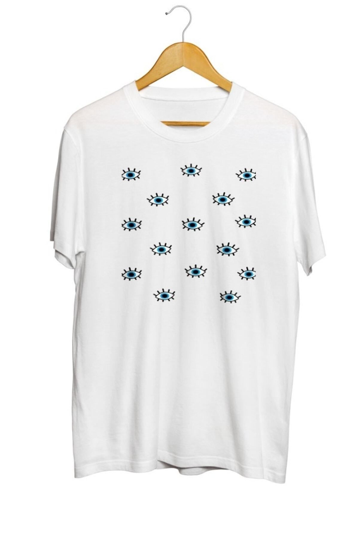 Miba Store Mavi Göz Baskılı Unisex Tişört