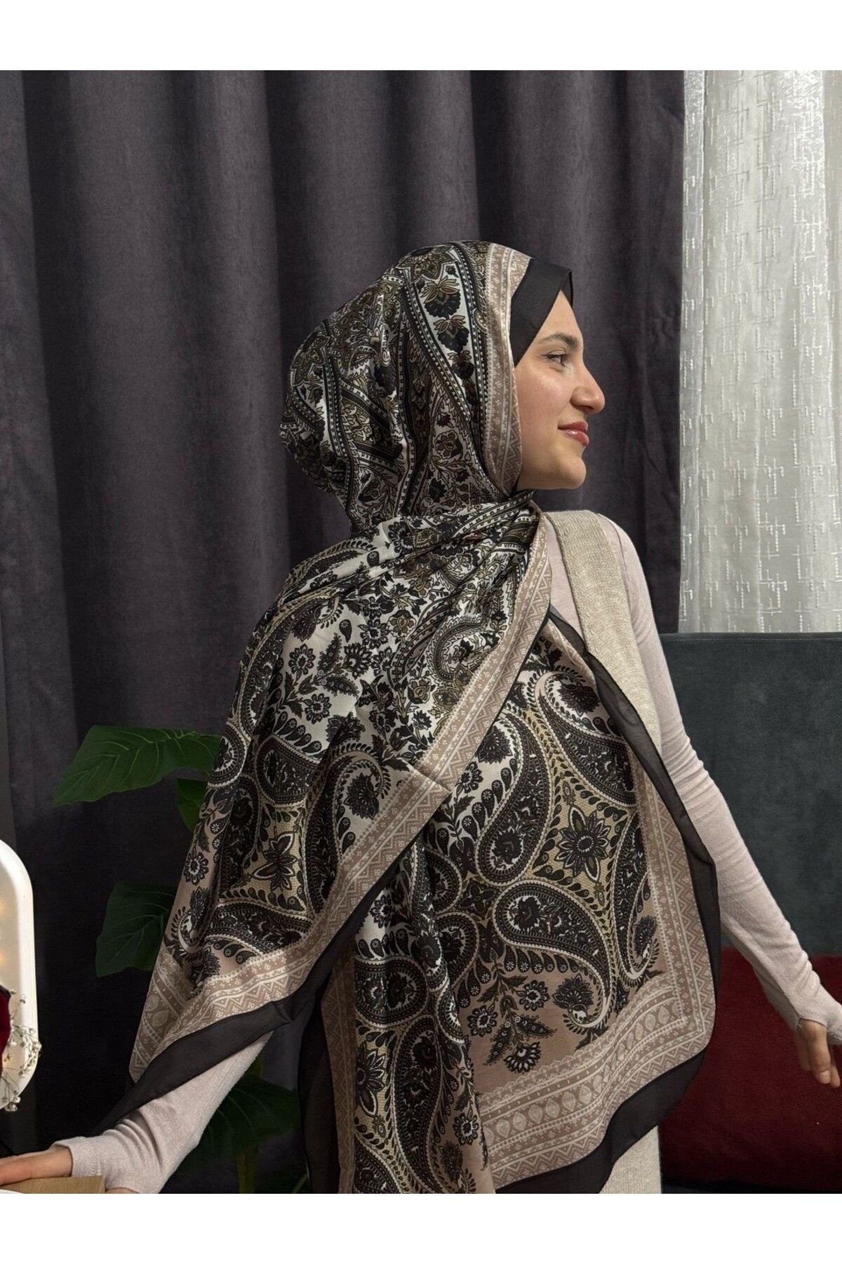 YALENA SCARF Soft Pamuk Şal-Tuva Desen
