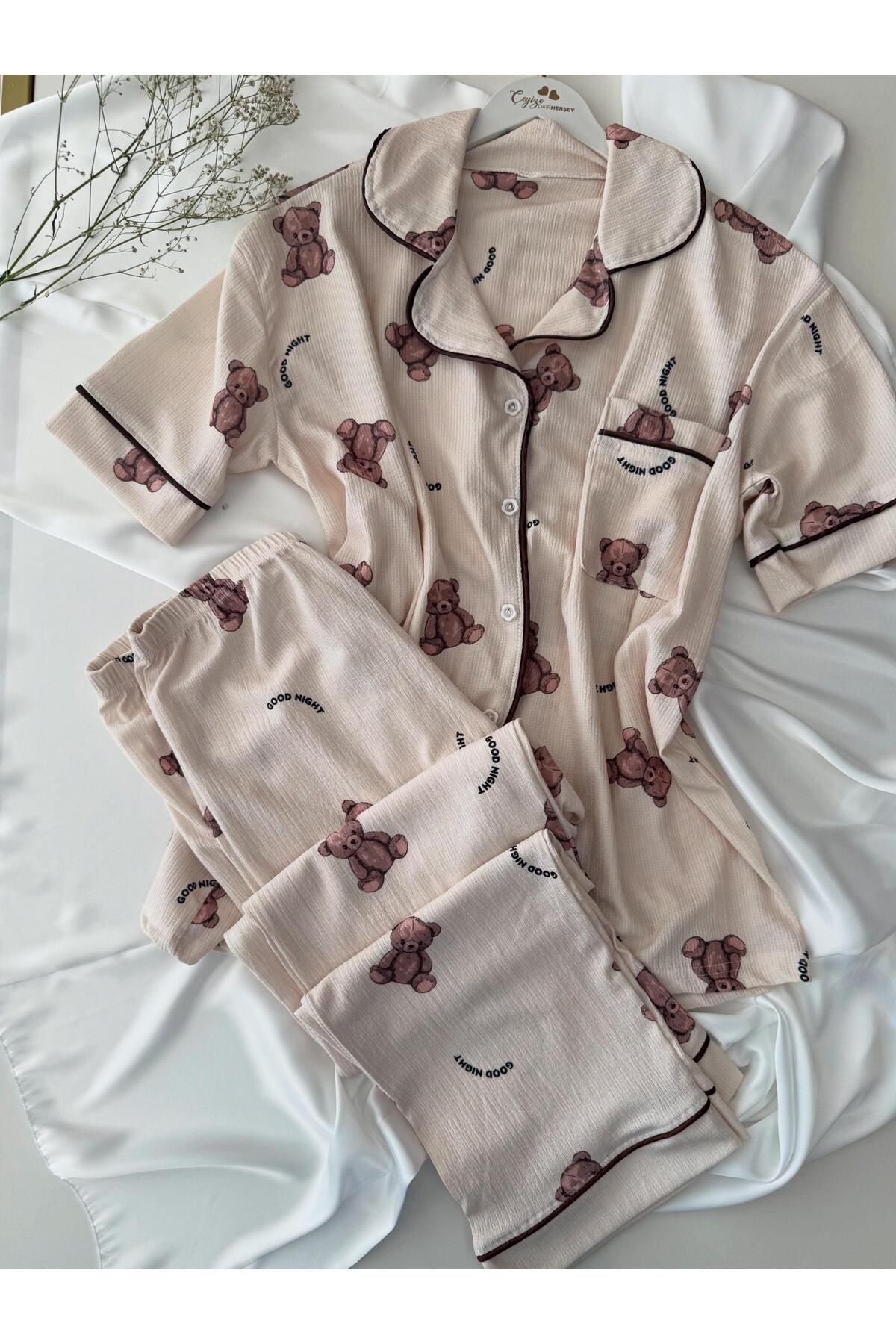 cdh çeyize dair herşey Teddy Nightwear Örme Special Kumaş Pijama Takımı 6887