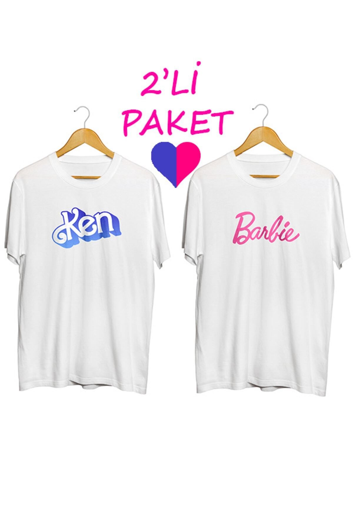 Miba Store 2'li Barbie Ve Ken Baskılı Beyaz Tişört