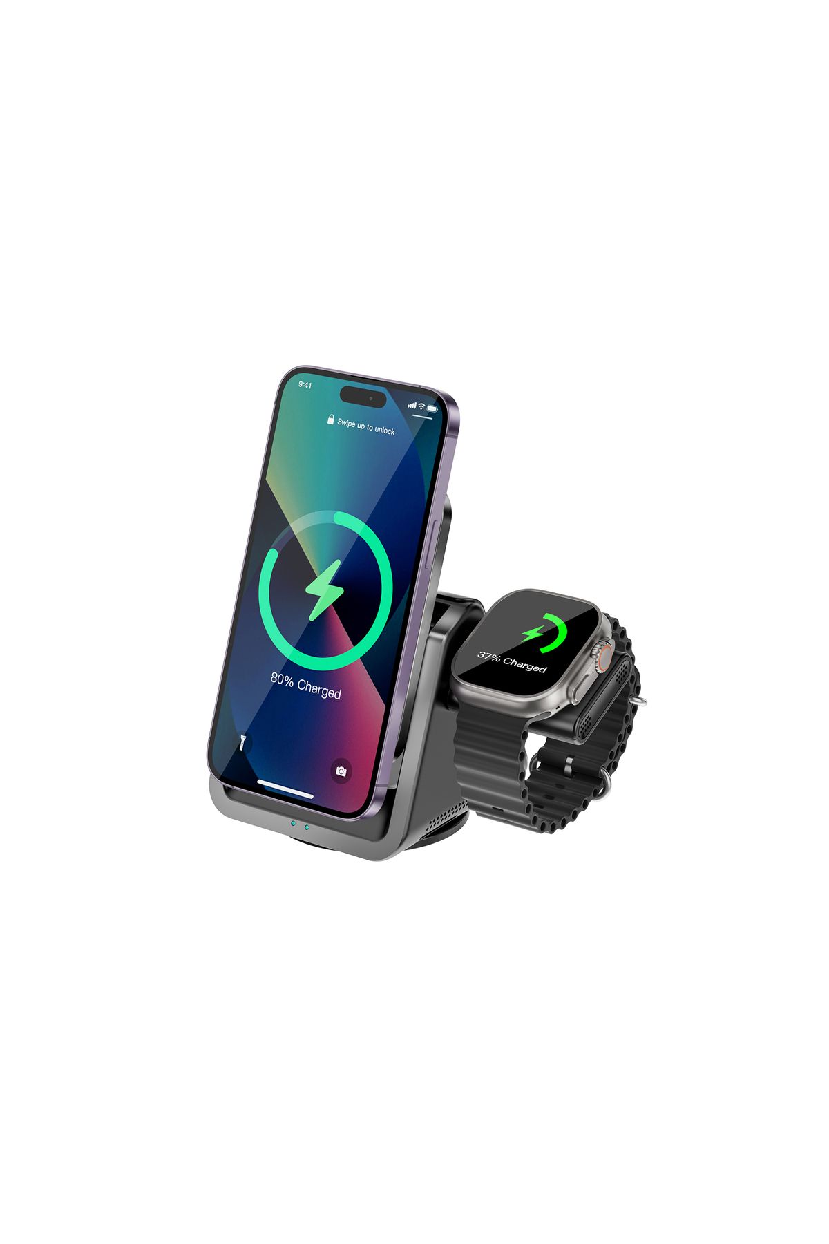 Boğazören Telefon kulaklık saat şarj istasyonu Standı ( 15W Kablosuz Hızlı Wireless Şarj + Alüminyum Tasarım )