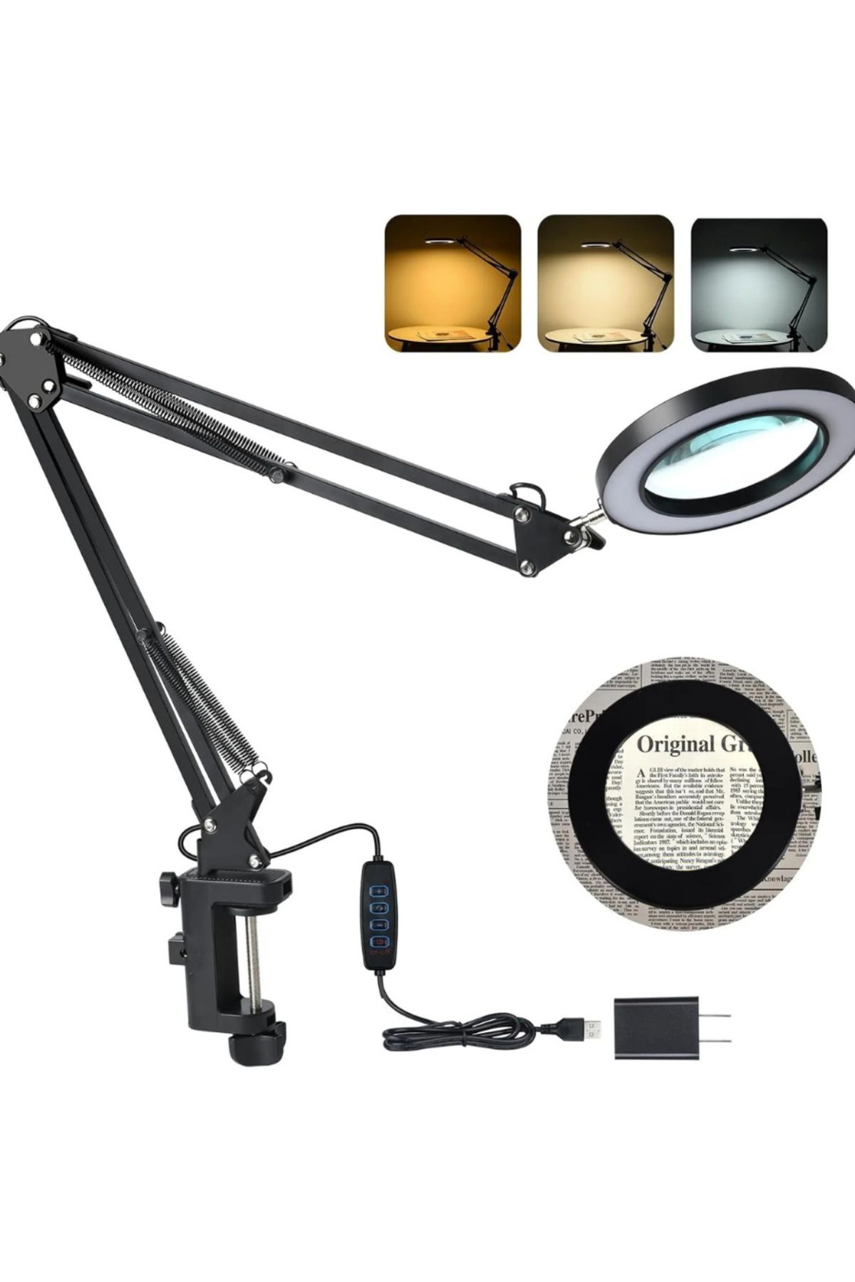 TAREZ-Sr5X Led Lighted Desk Magnifier |   5X Magnification, 72 Leds, Foldable Arm, 3 Light Modes & 10 Level Lights 6
