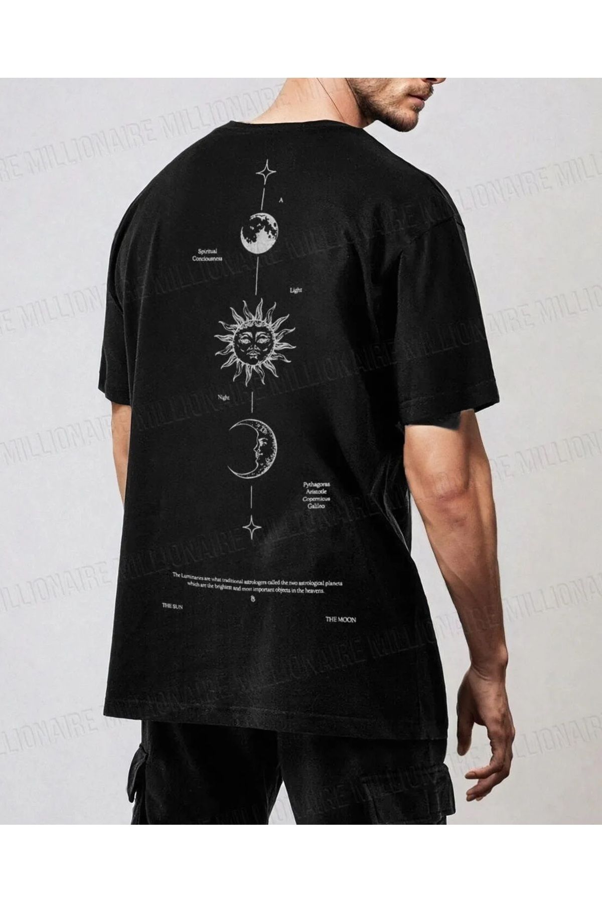 Hunors Sportswear & Company Unisex Kadın/Erkek Oversize Baskılı Pamuklu Bisiklet Yaka Kısa Kollu T-shirt