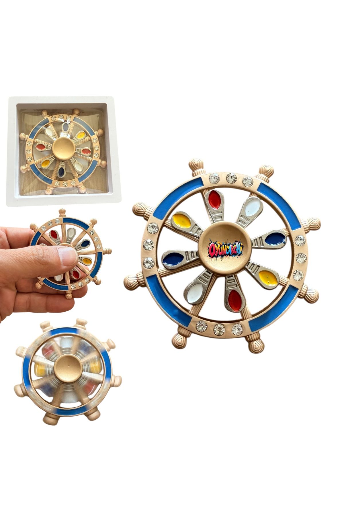 tmtoysandmore Metal Stres Çarkı Fidget Yeni Model 2li Dümenli Stres Atıcı Özel Kutulu