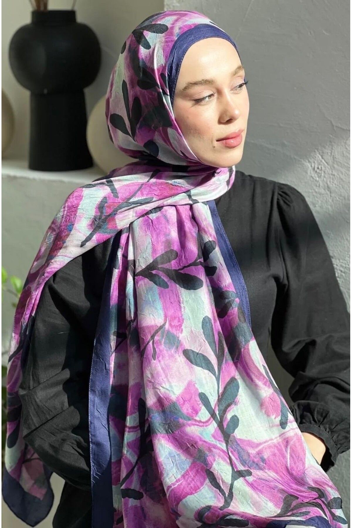 YALENA SCARF Bambu Şal-Yaprak Desen