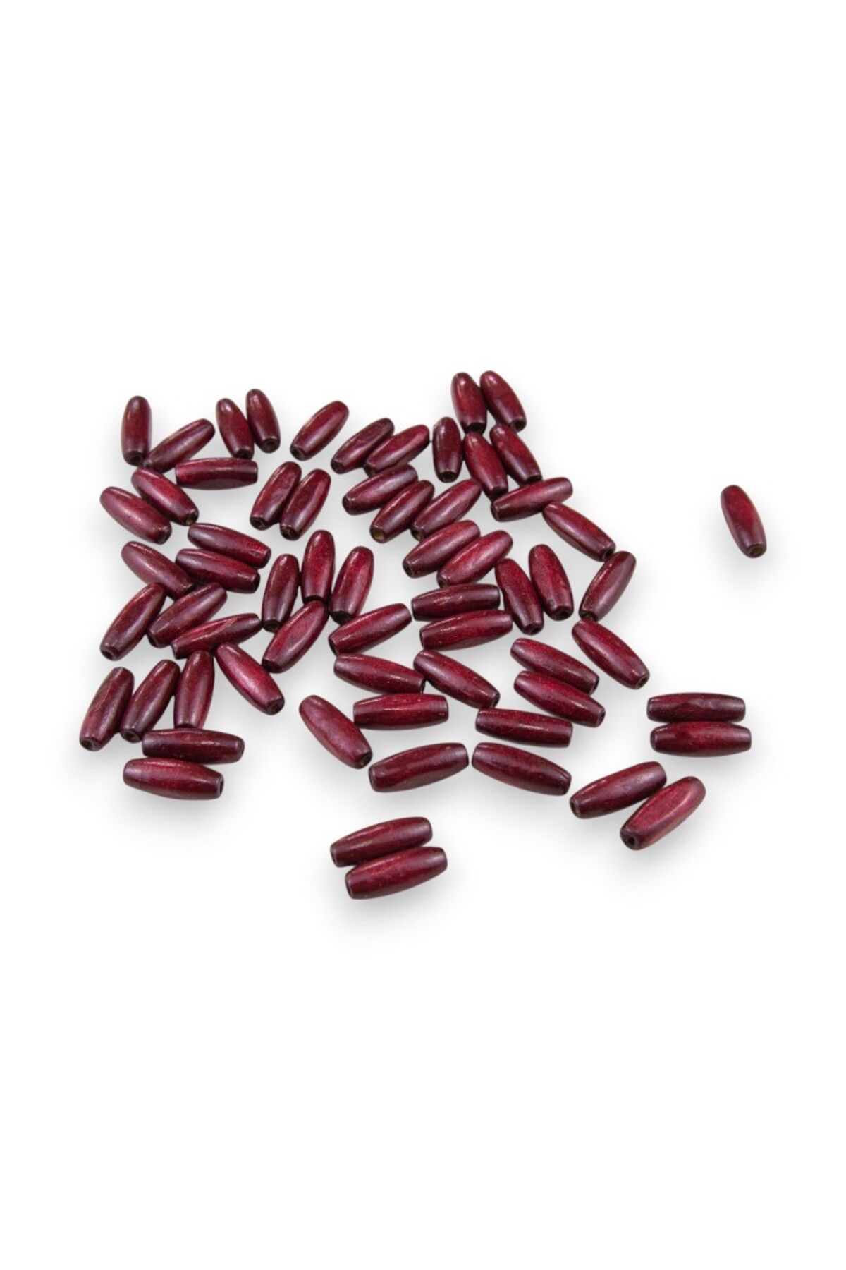Serhat Aksesuar ve El İşçilik 12 mm Arpa Koyu Bordo (22X6 MM) Ahşap Boncuk 35 gr (100 ADET)