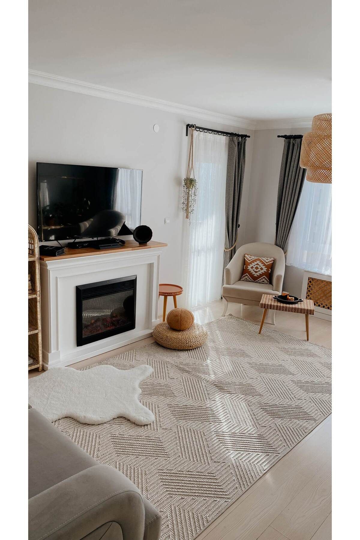akbel halı & yatak exclusive home design Havana 8592 Bej - Polyester Dokuma Halı | Modern Salon Halısı
