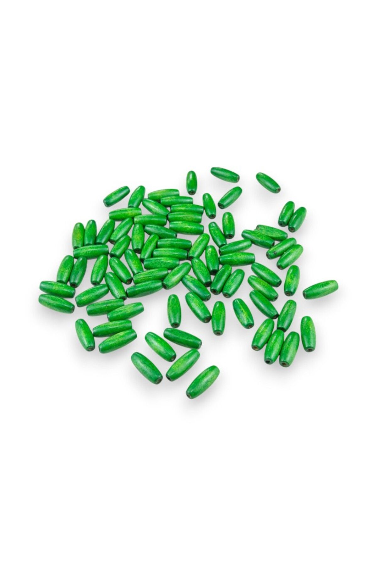 Serhat Aksesuar ve El İşçilik 12 Mm Arpa Şeritli Türbe Yeşili (22X6 MM) Ahşap Boncuk 35 gr (100 ADET)