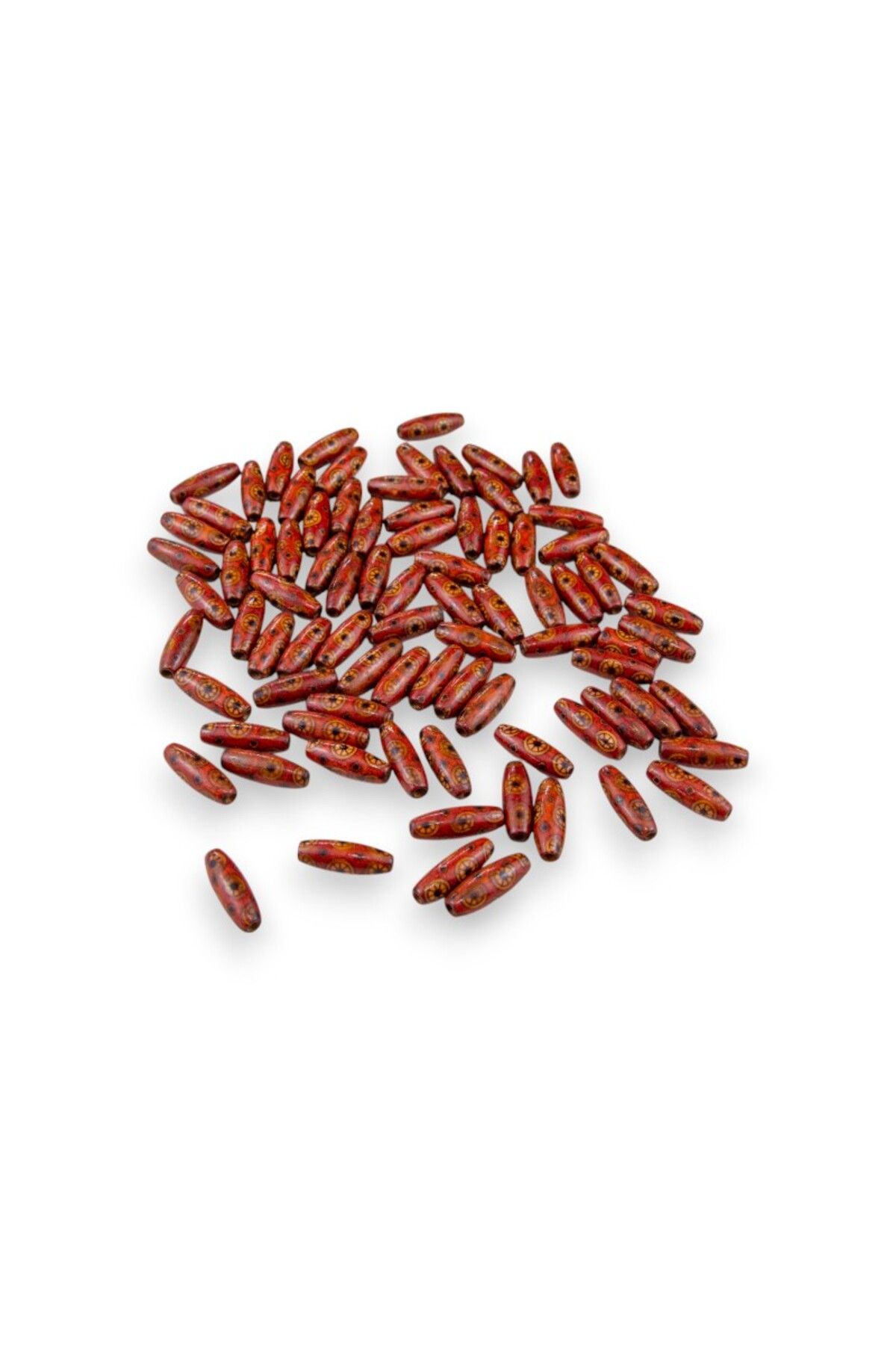 Serhat Aksesuar ve El İşçilik 12 mm Halka Desenli Bordo (22X6 MM) Ahşap Boncuk 35 gr (100 ADET)