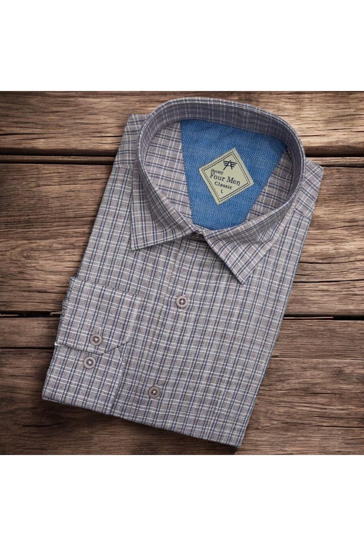 EREN STYLE Linen Keten Klasik Uzun Kollu Terletmeyen Bej Erkek Gömlek (Regular Kalıp)