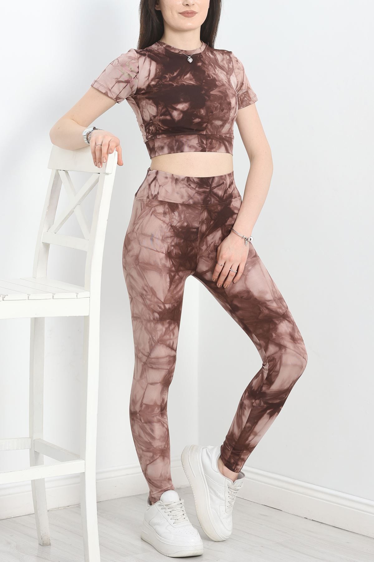 ROGEN FİT Batik Desen Crop-Tayt İkili Takım