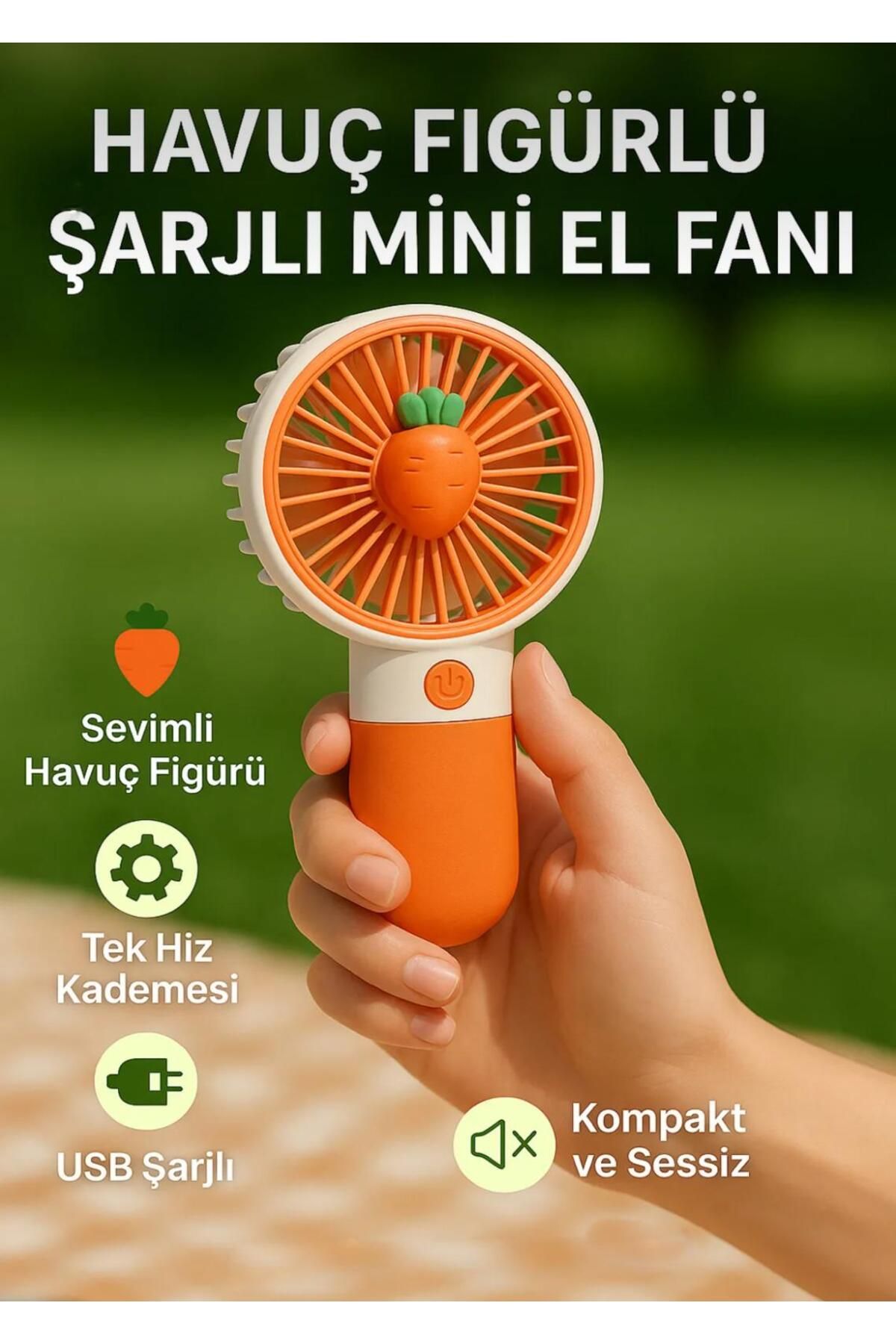 Aksesuar Kasabası Sevimli Meyve Figürlü Şarjlı Taşınabilir Mini El Fanı Ve Masa Fanı Soğutucu Pervane