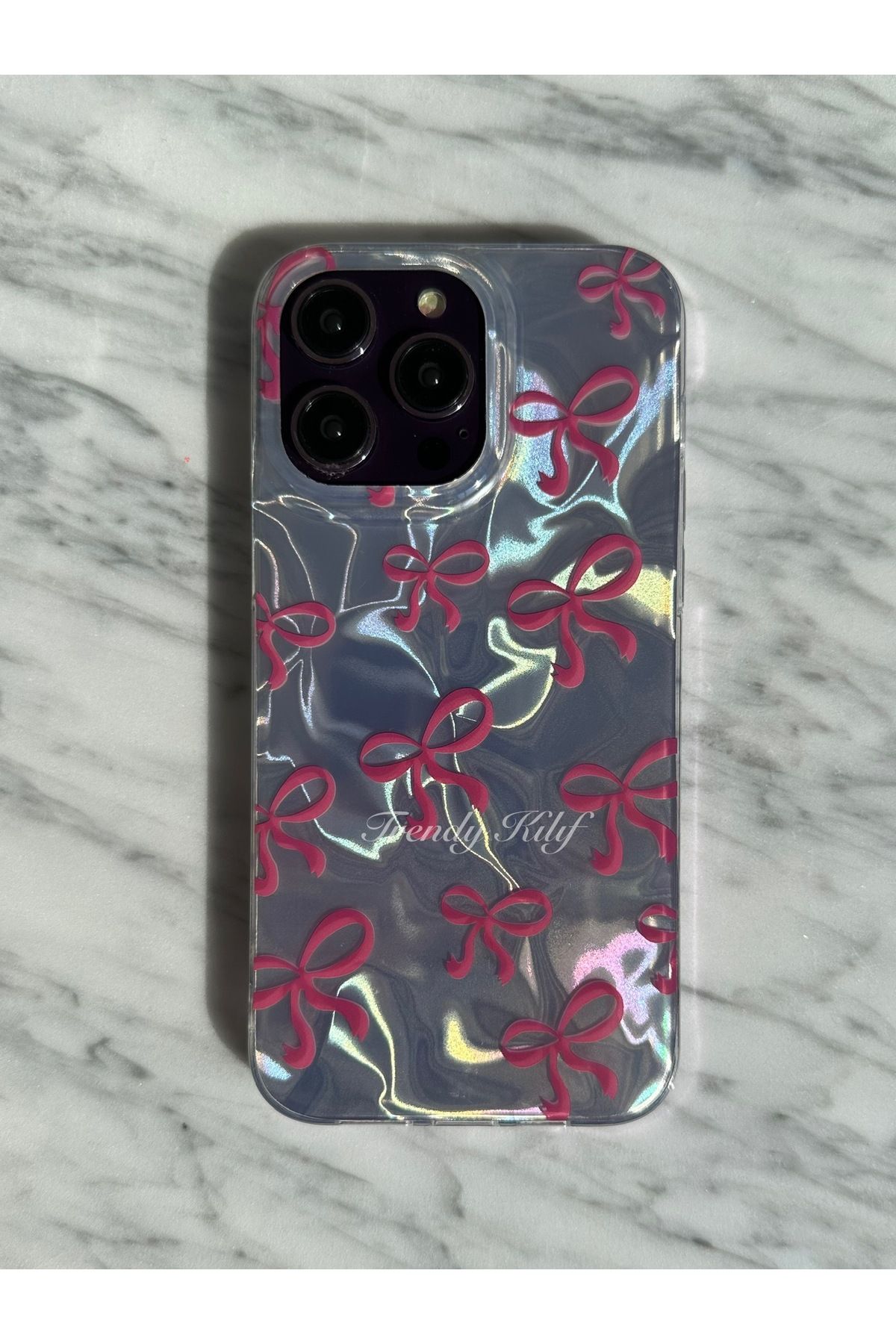 TRENDY KILIF iPhone (16 PRO) uyumlu Hologram Fiyonklu Kılıf