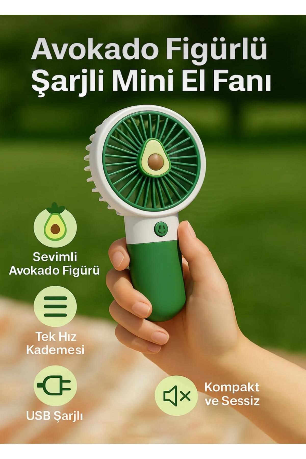 Aksesuar Kasabası Sevimli Meyve Figürlü Şarjlı Taşınabilir Mini El Fanı Ve Masa Fanı Soğutucu Pervane