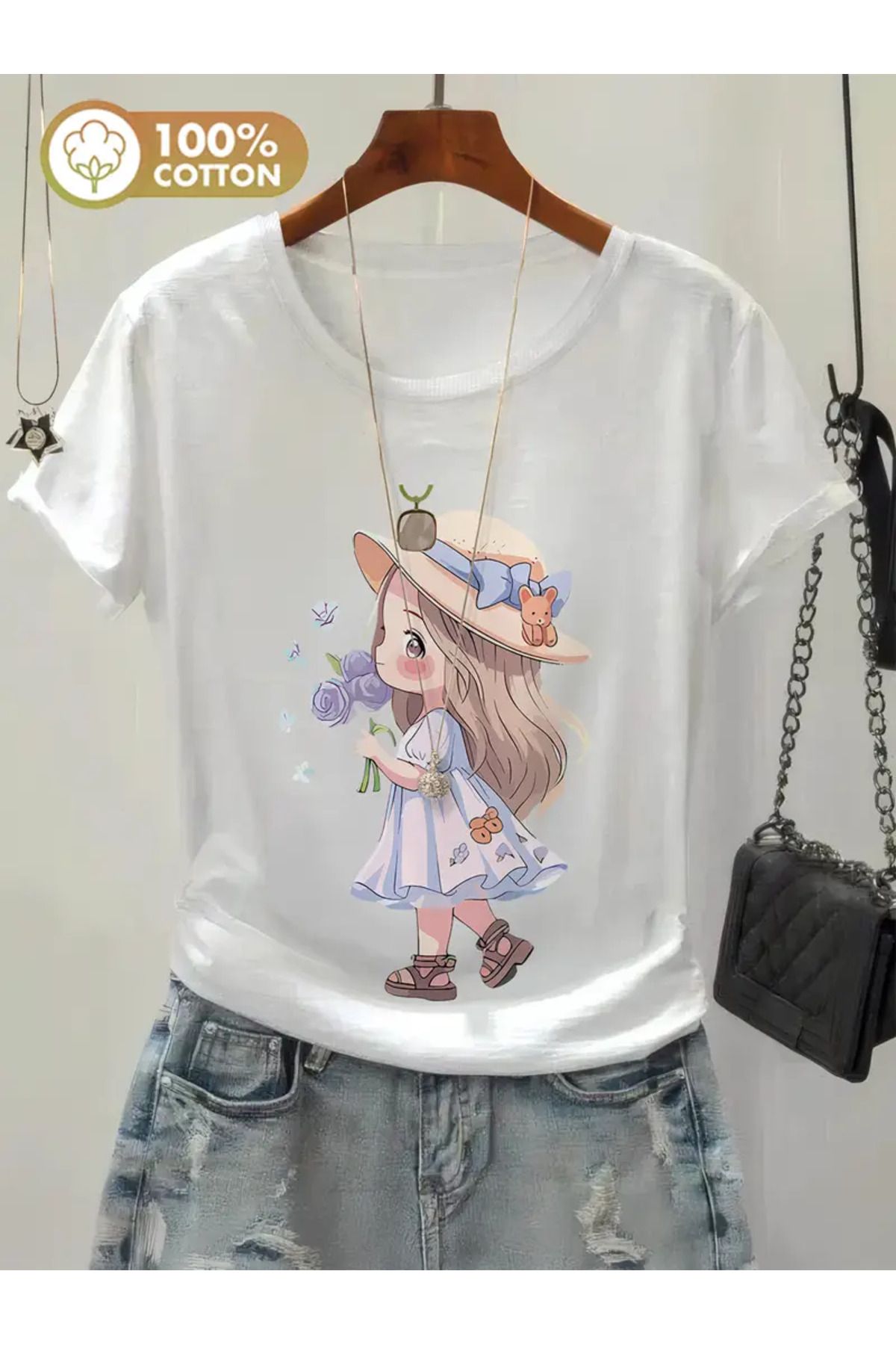 CLASİVA Baskılı Oversize Bisiklet Yaka t-shirt