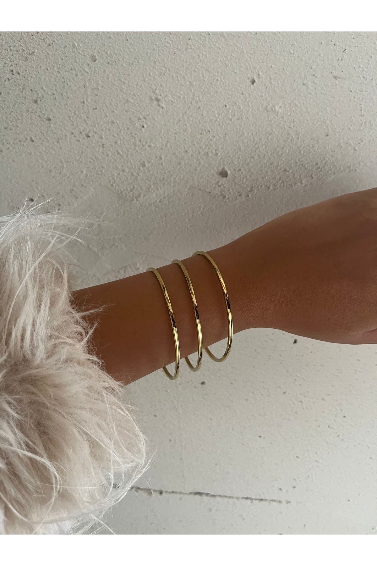 FASHİON JEWELRY Üçlü Ajda Bilezik Çelik 22 Ayar Renk Tonunda Kararmaz Vip Kalite (6.2)