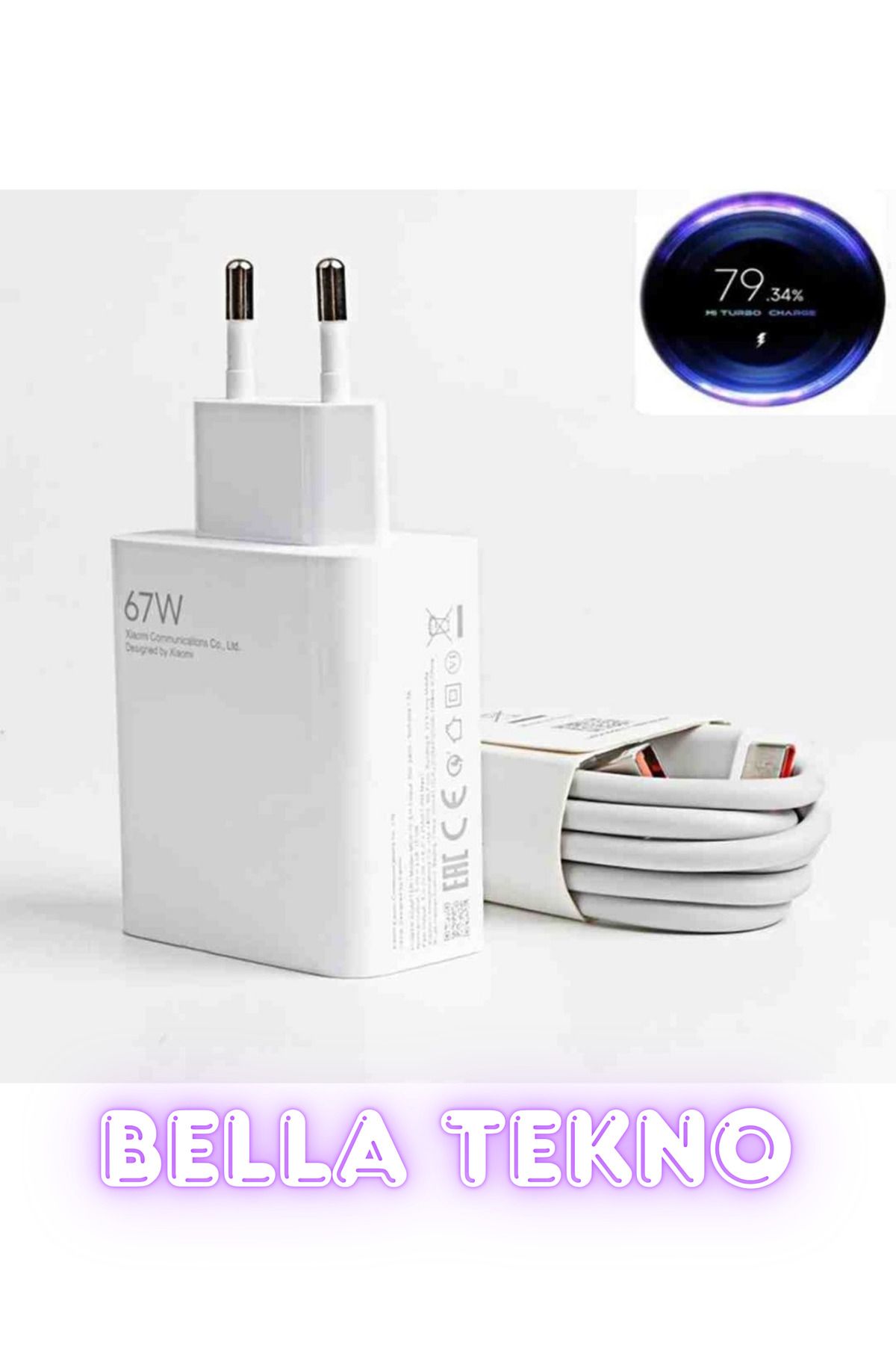 BellaThec Hızlı Şarj Destekli 67W Turbo Fast Cihazı A Kalite Redmi Samsung