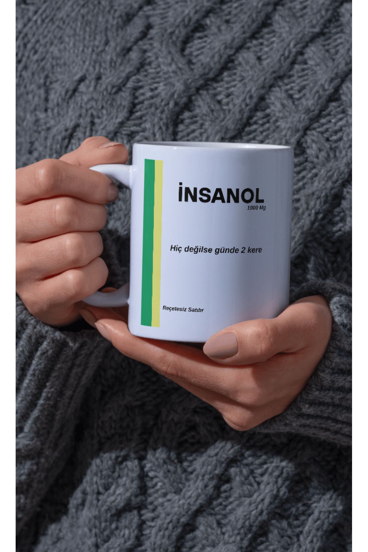 Store Espirili "İNSANOL" Kahve Kupası - Reçetesiz Mutluluk Dozu!- İnsanol 1000 mg Mizahi Tasarım Kupa