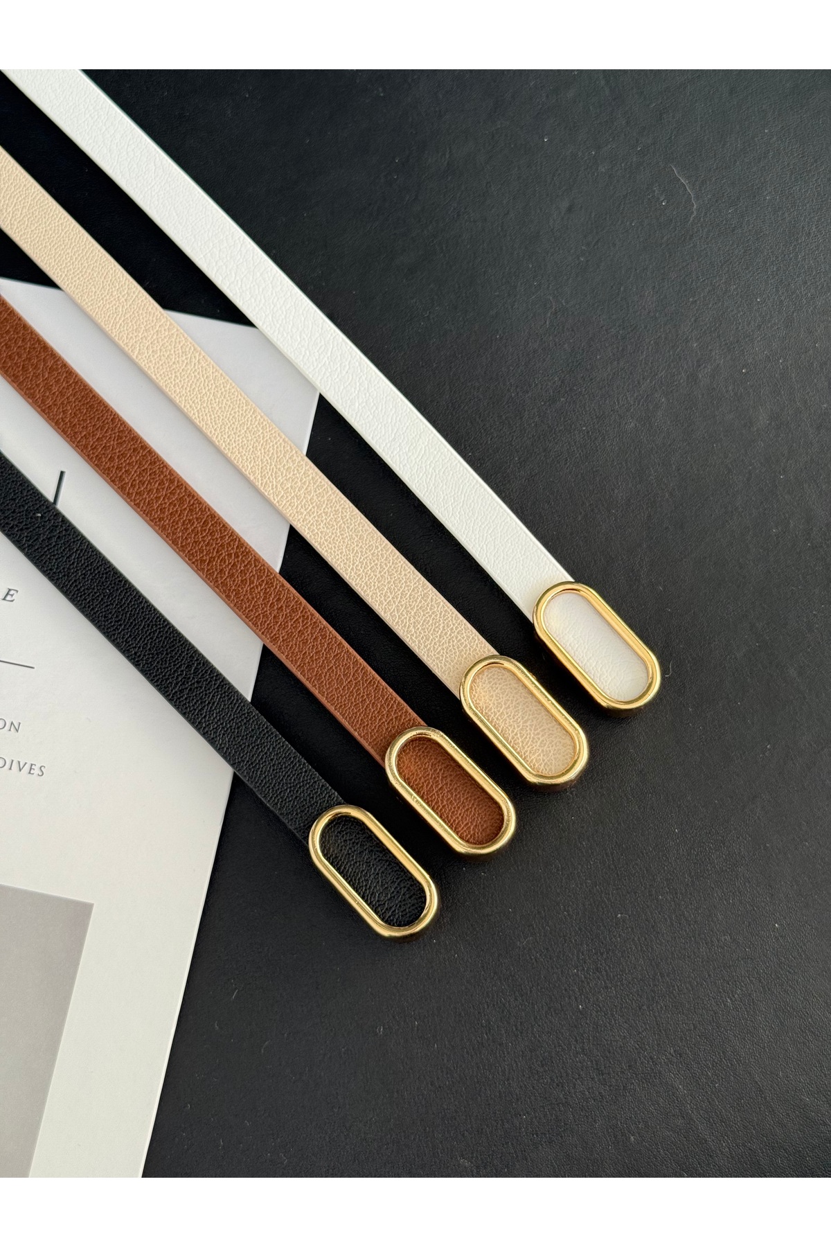 Genel Markalar  Gold Toka Detaylı İnce Kadın Kemer - Görsel 3