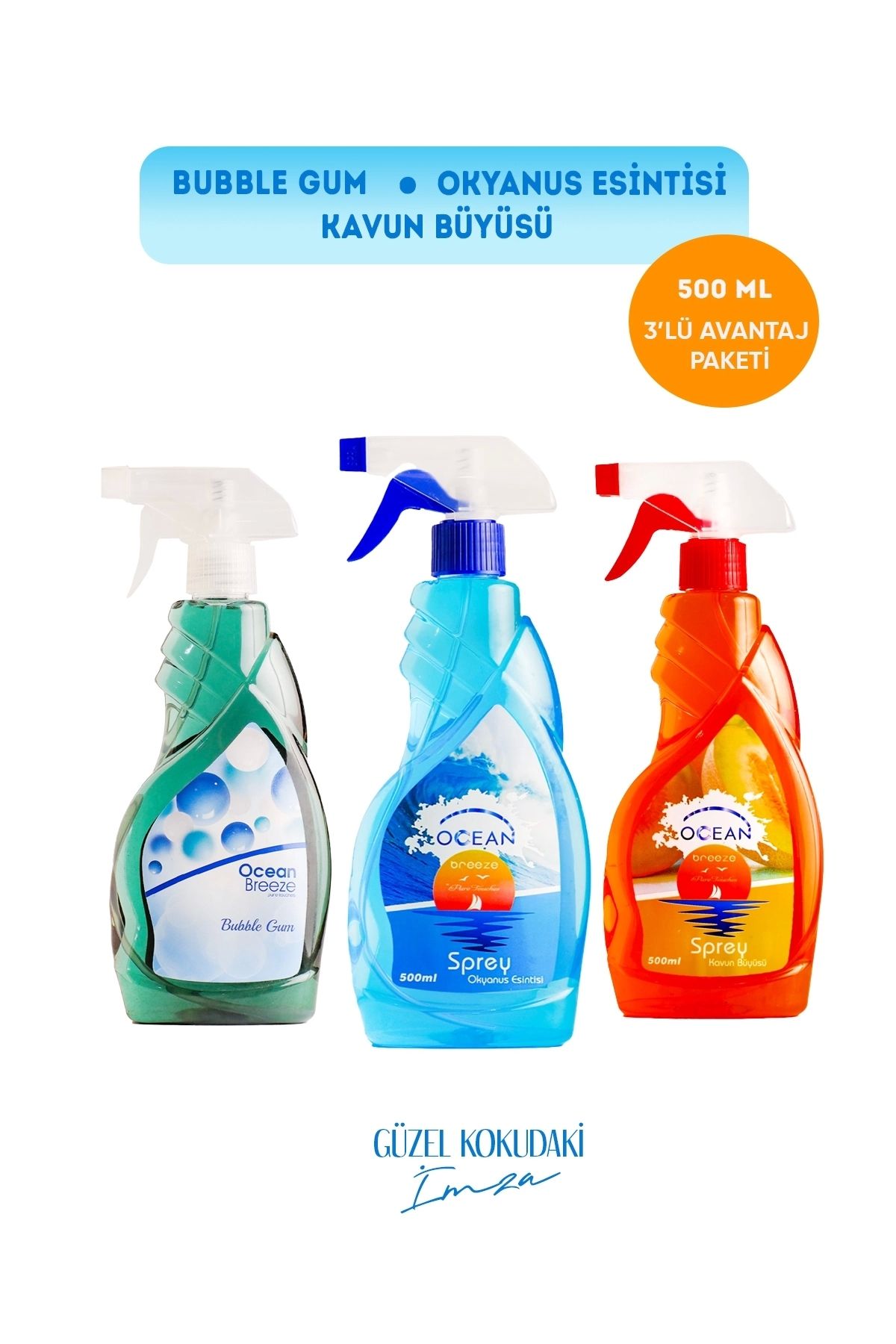 Magnesia Kozmetik Pure Touches Magnesia Oda/ortam Spreyi (BUBBLE,OKYANUS,KAVUN) 500ml Avantajlı 3lü Set