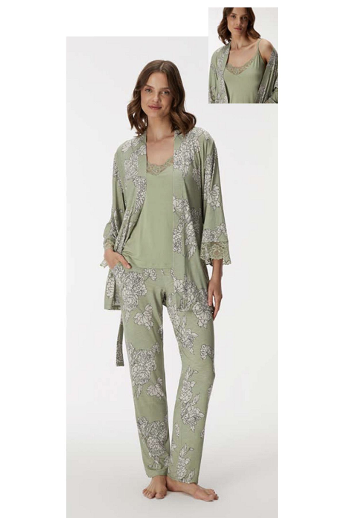 NightLove Anıl Daylily 11402 Kadın 3'lü Pijama Takımı