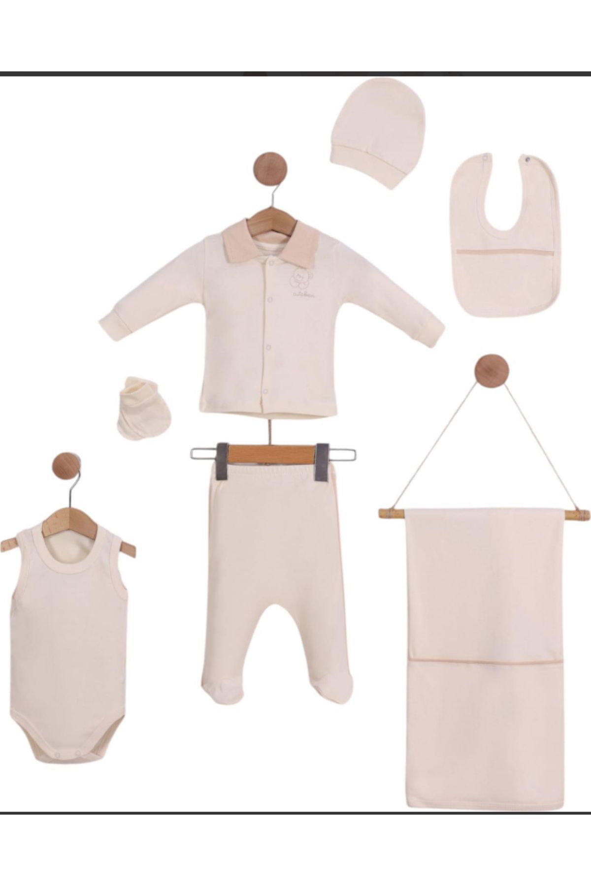minella kids MİNELLA KİDS 7’Li %100 Pamuk Yenidoğan Bebek Hastane Çıkış Seti