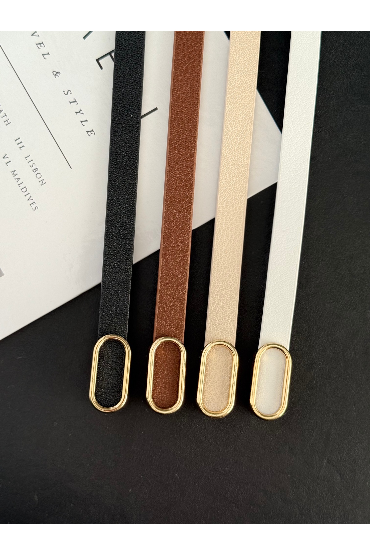 Genel Markalar  Gold Toka Detaylı İnce Kadın Kemer - Görsel 2