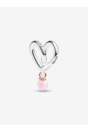 Violet Takı 925 Ayar Gümüş İki Renkli Sarılı Kalp Charm