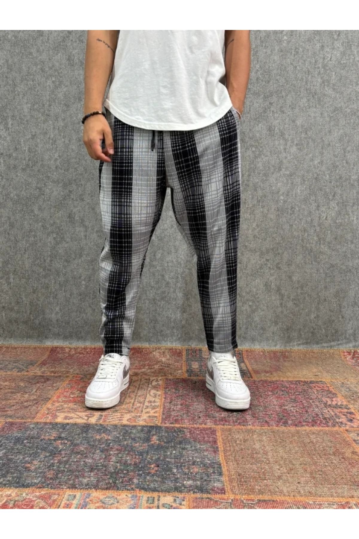 FıttingRoom Beli Lastikli Desenli Baggy Pantolon