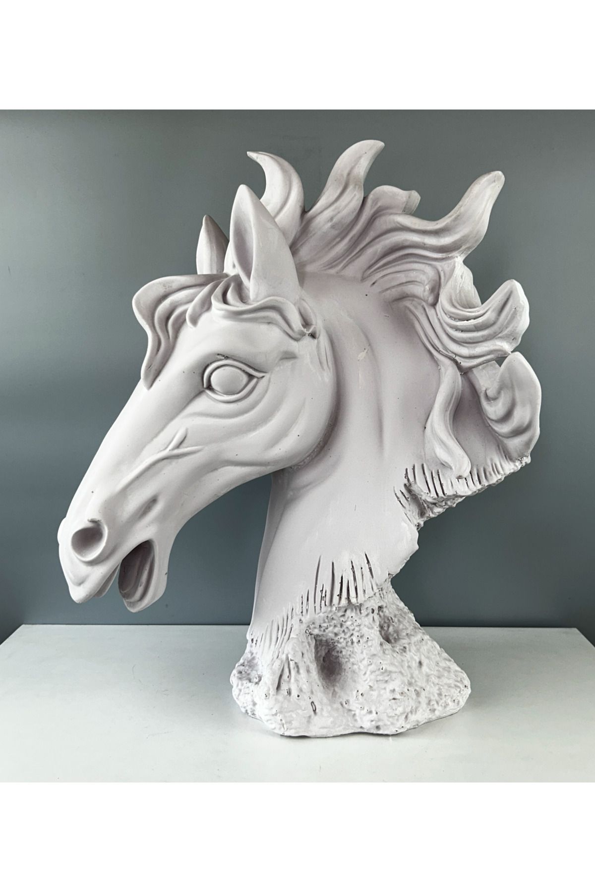 LivadoHome Büyük At Başı Dekoratif Biblo Heykel 53 cm x 40 cm