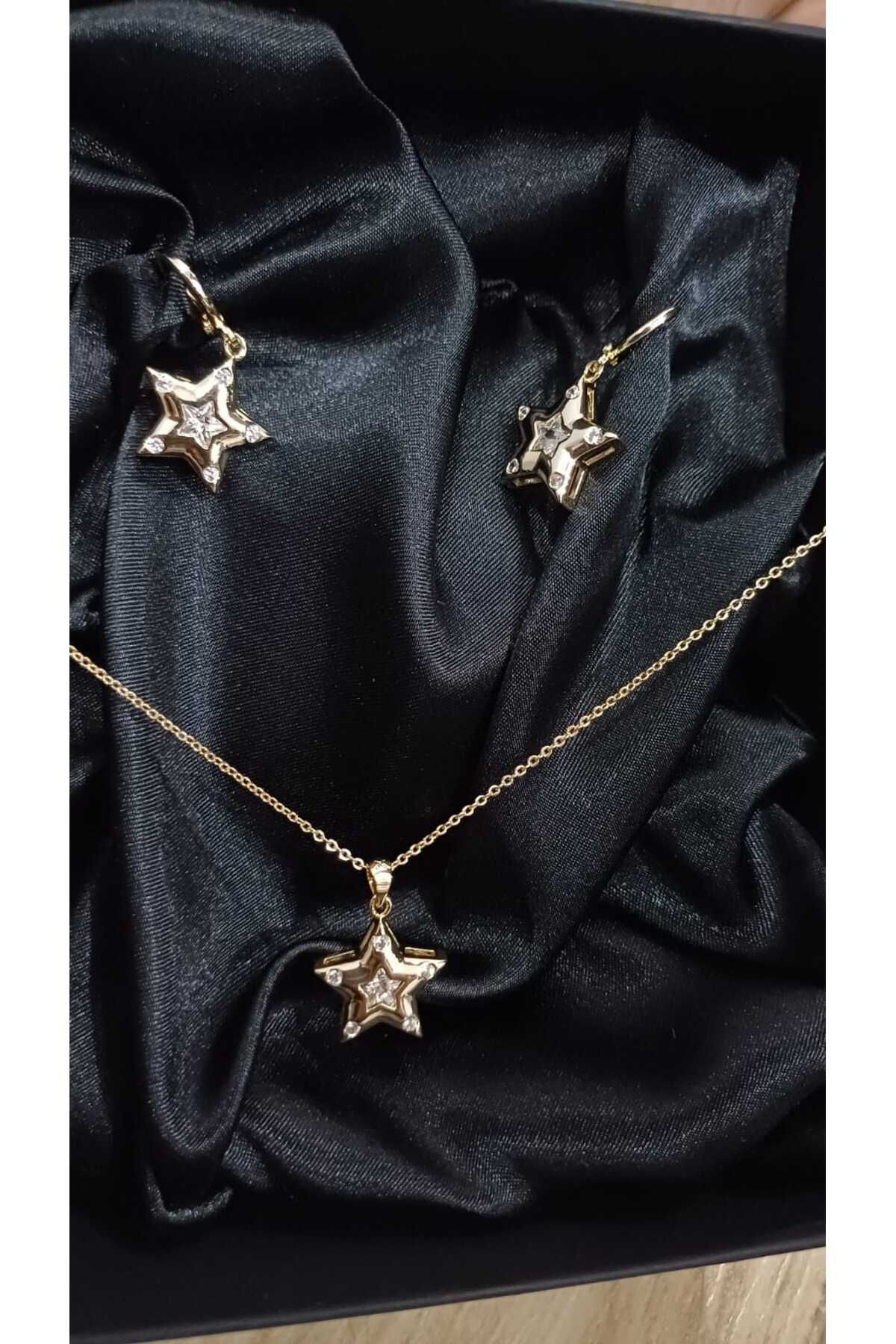 YSX JEWELRY Yıldız Detaylı Kolye Küpe Set