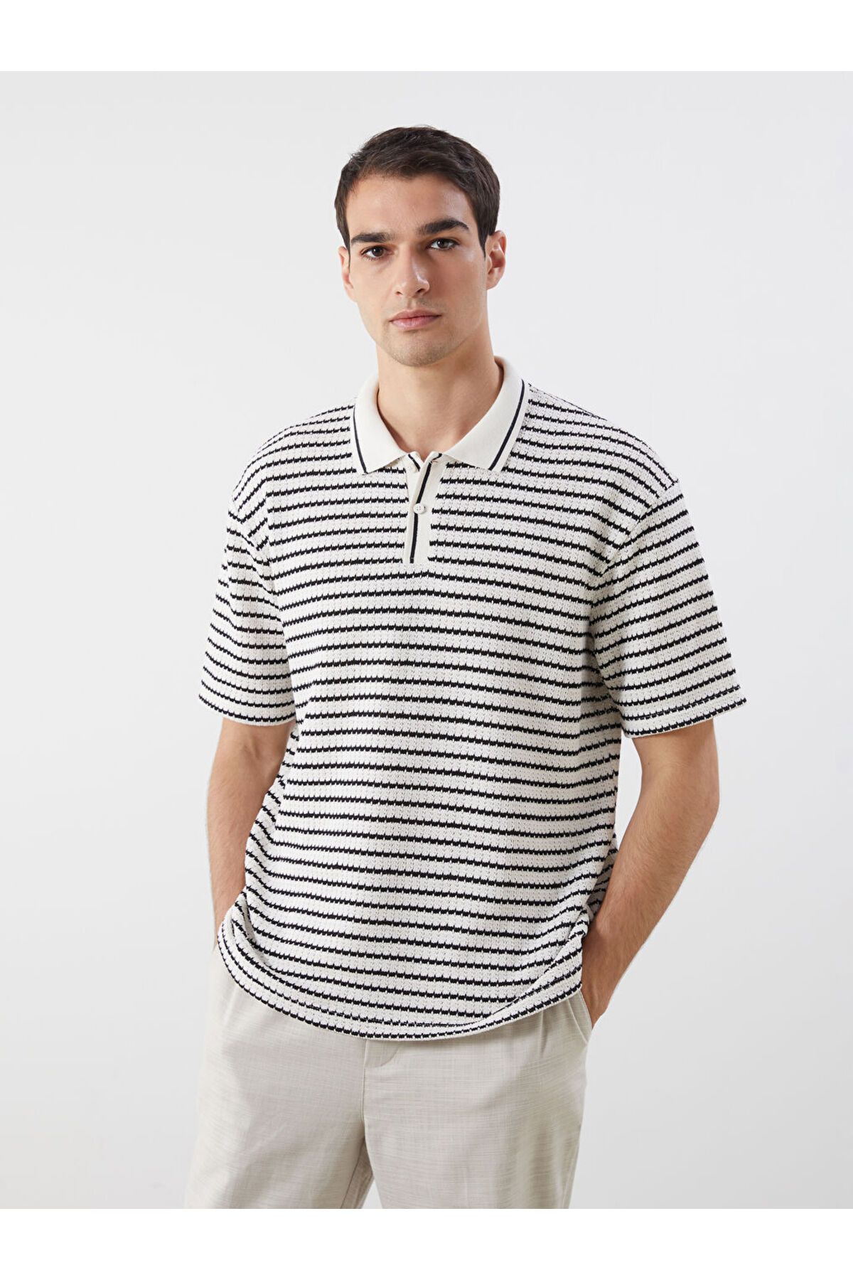 LC Waikiki Polo Yaka Çizgili Penye Erkek Tişört