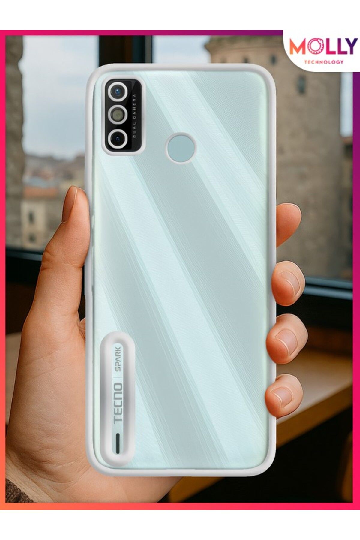 Molly TECNO SPARK 6 GO İçin Kenarları Gümüş Lens Koruyuculu Lou Lazer Şeffaf Silikon Kılıf