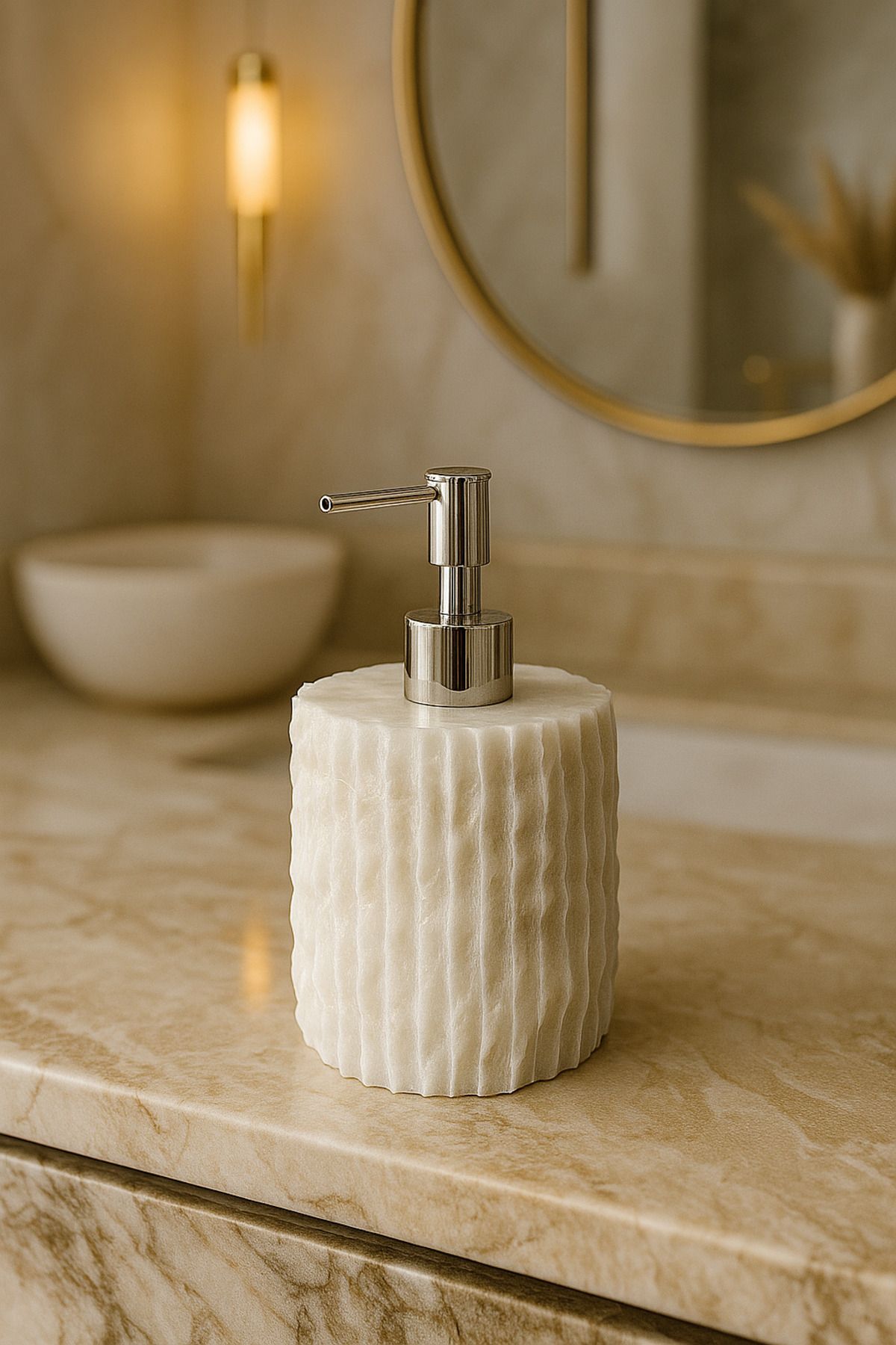 stonx Doğal Patlatma Mermer Sabunluk | Altın ve Krom Başlık Seçenekli | %100 Doğal Taş | Banyo Aksesuarı