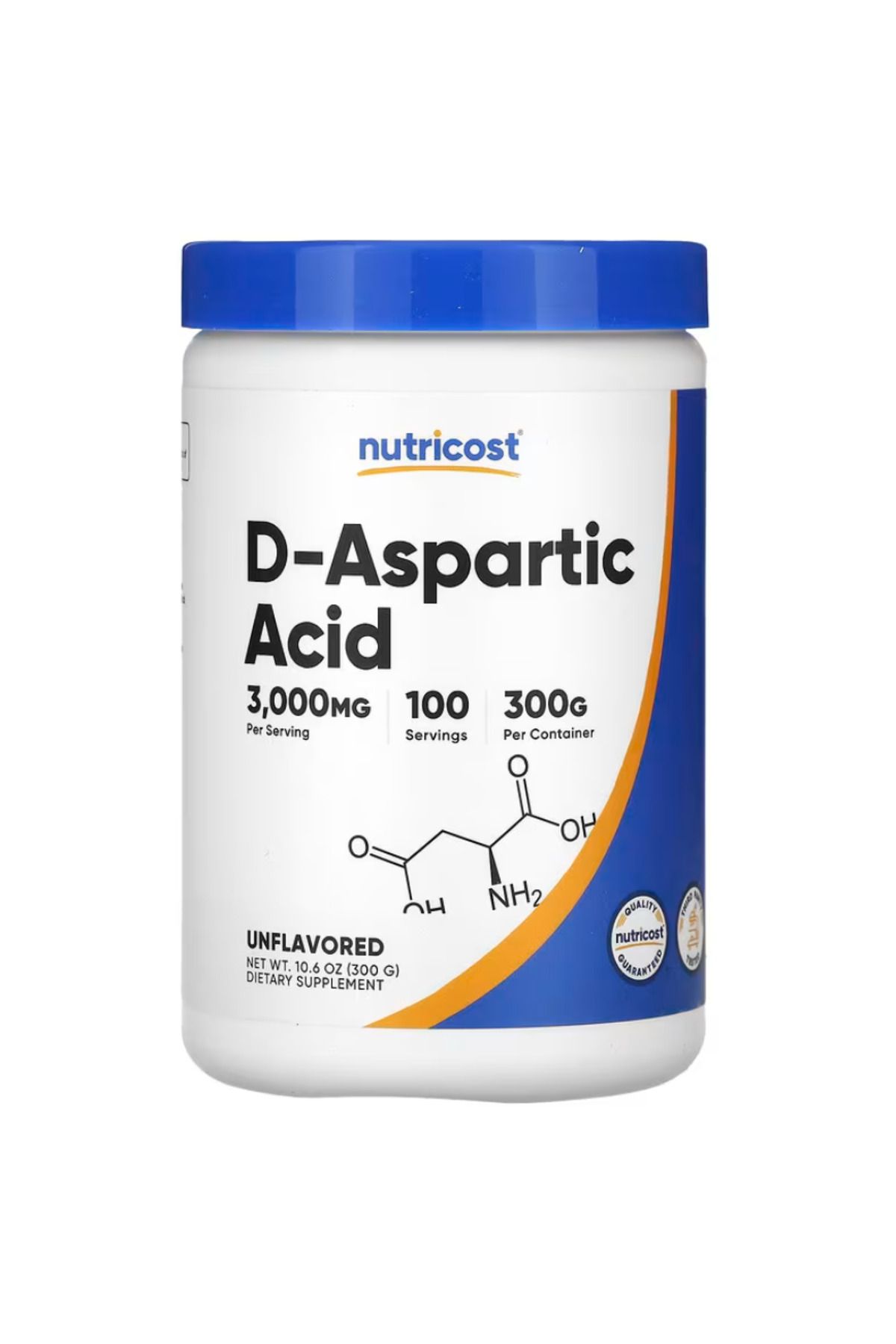 Nutricost , D-Aspartic Acid, Unflavored, 10.6 oz (300 g)