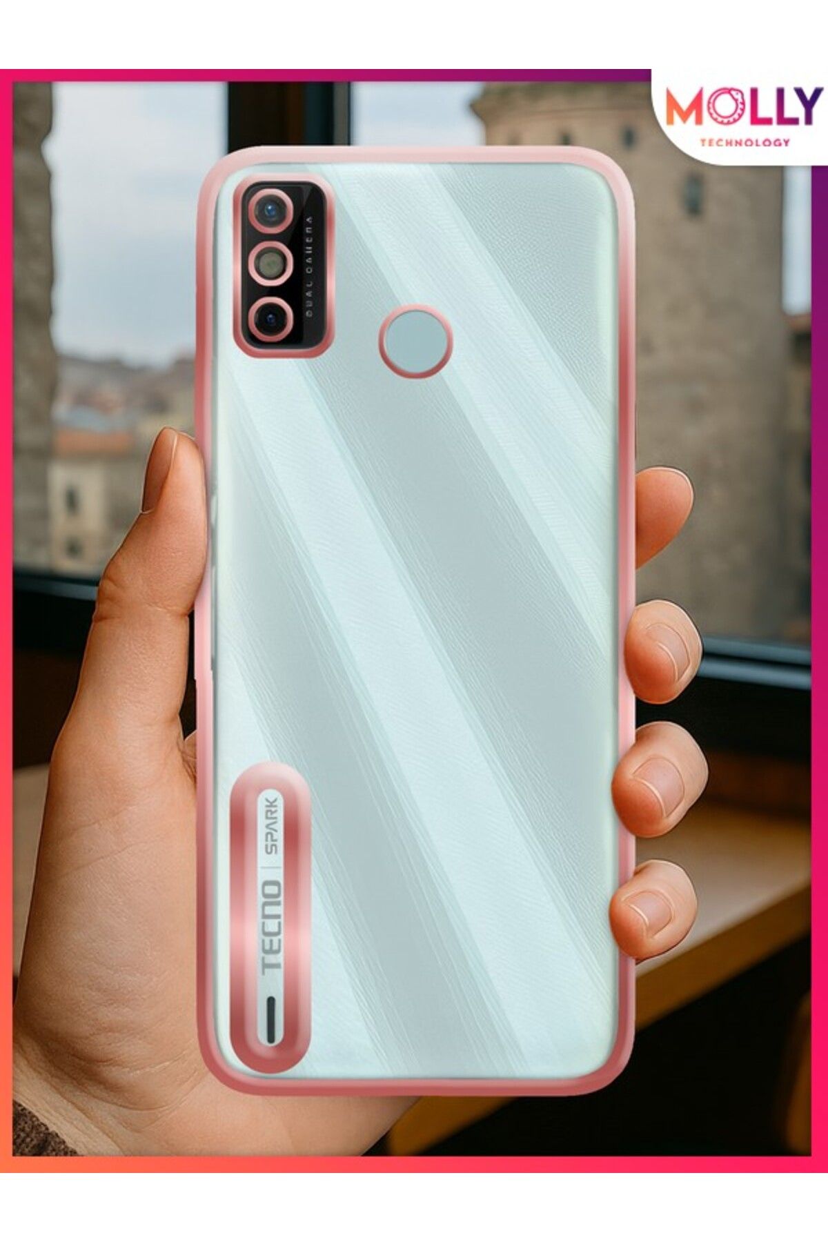 Molly TECNO SPARK 6 GO İçin Kenarları Rose Lens Koruyuculu Lou Lazer Şeffaf Silikon Kılıf