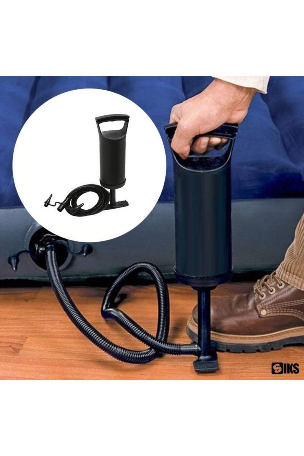 SIKS-Air Pump For Inflatable Products, Manual, With Hose And 3 Adapters, 30 cm 4
