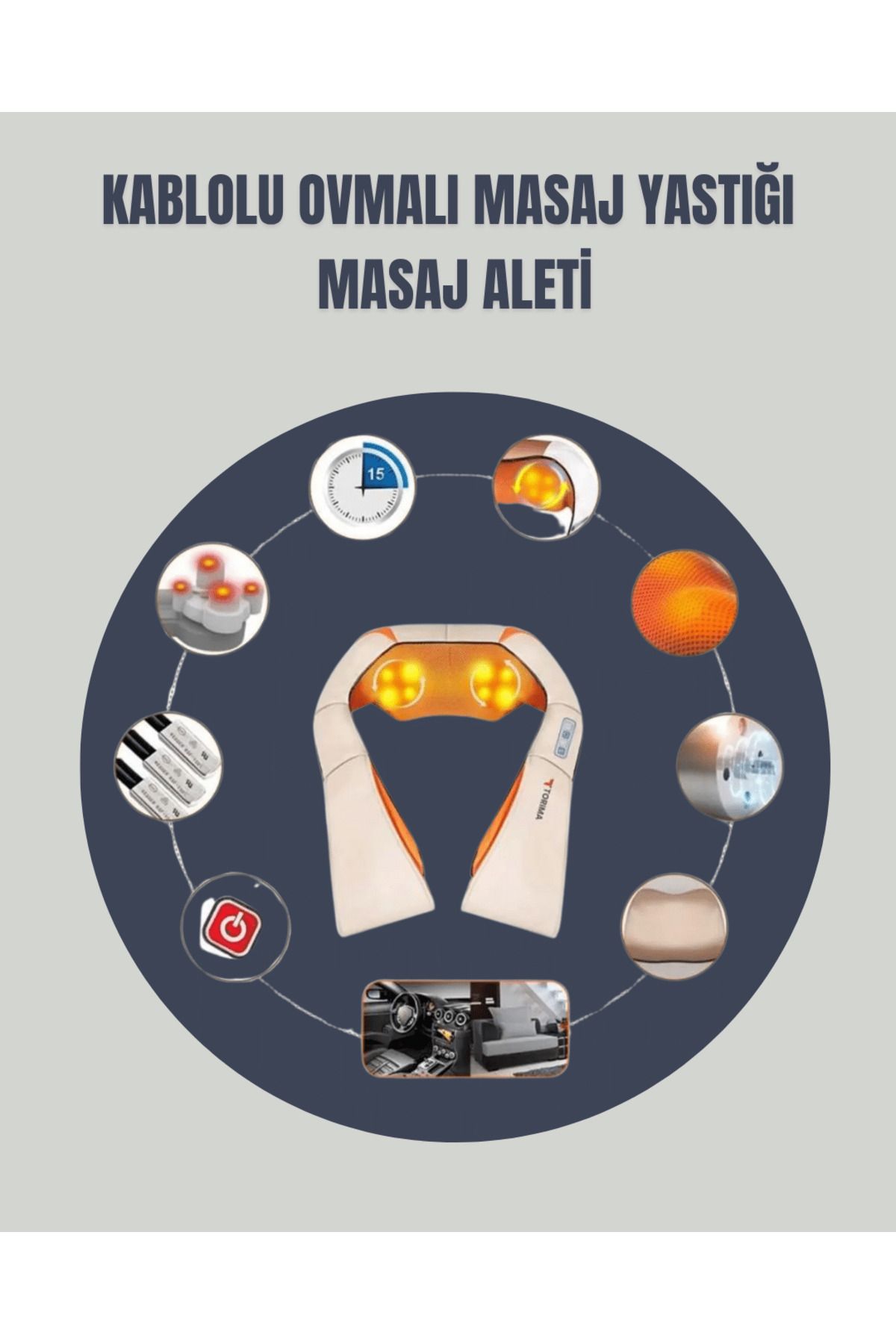 esey ticaret 6 Başlıklı Isıtmalı Masaj Cihazı - Tüm Vücut İçin Derin Kas Masajı